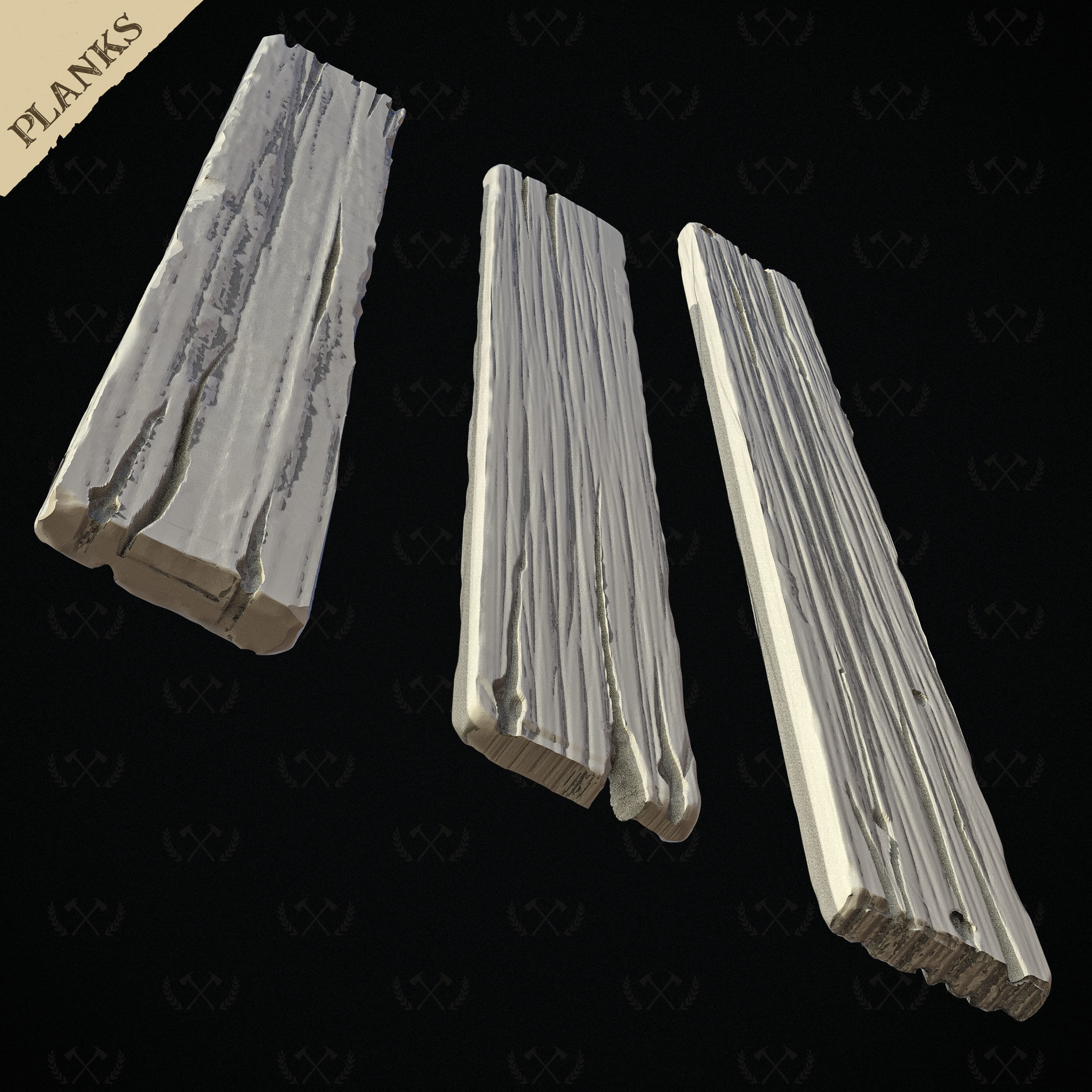 3X Wooden Planks - Diorama and Miniature Models - Lumberjack 3D print model_24