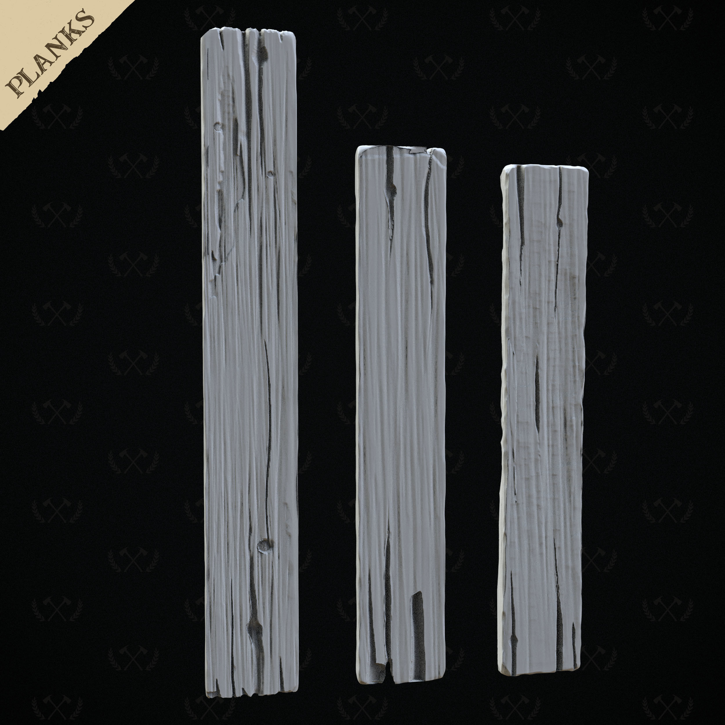 3X Wooden Planks - Diorama and Miniature Models - Lumberjack 3D print model_2