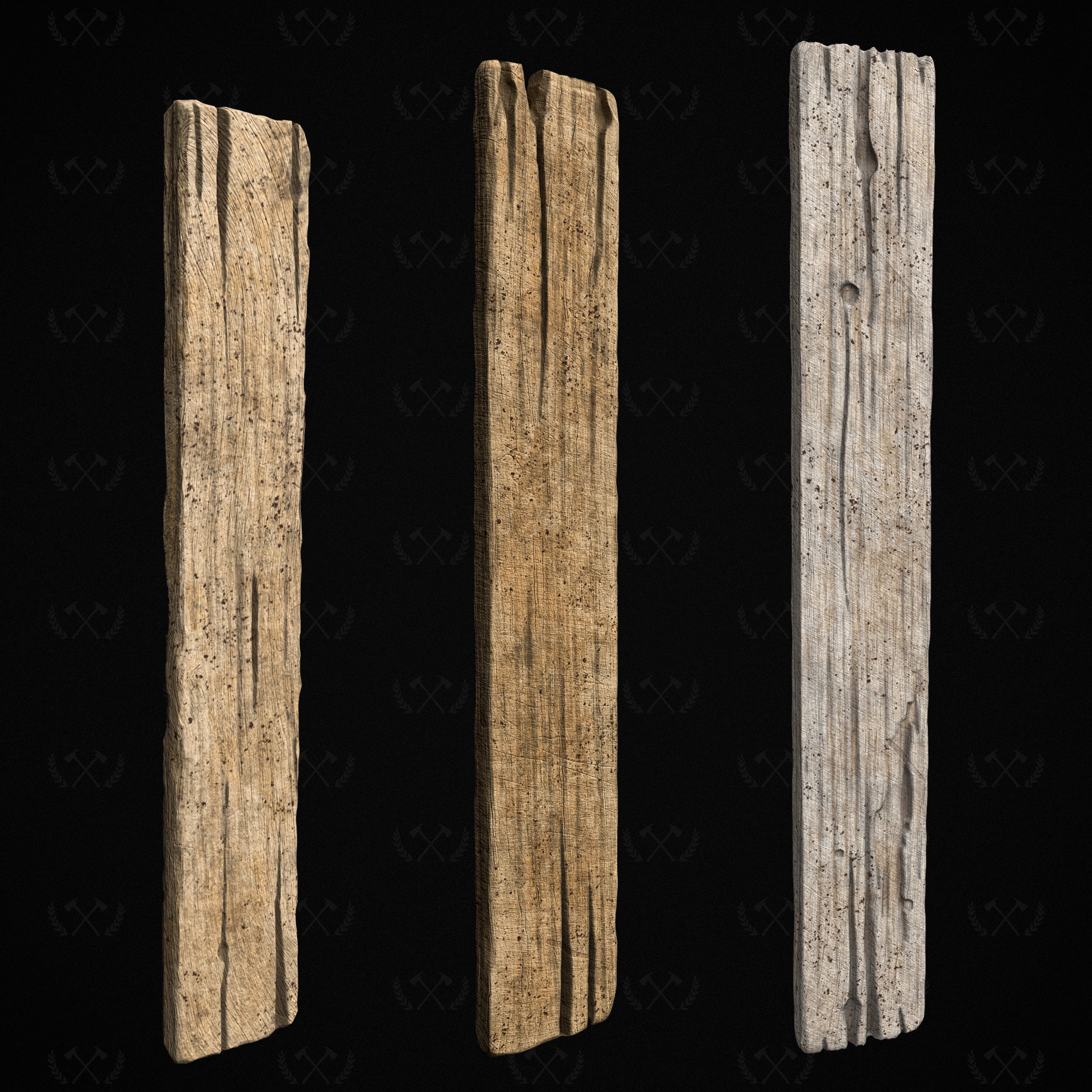 3X Wooden Planks - Diorama and Miniature Models - Lumberjack 3D print model_1