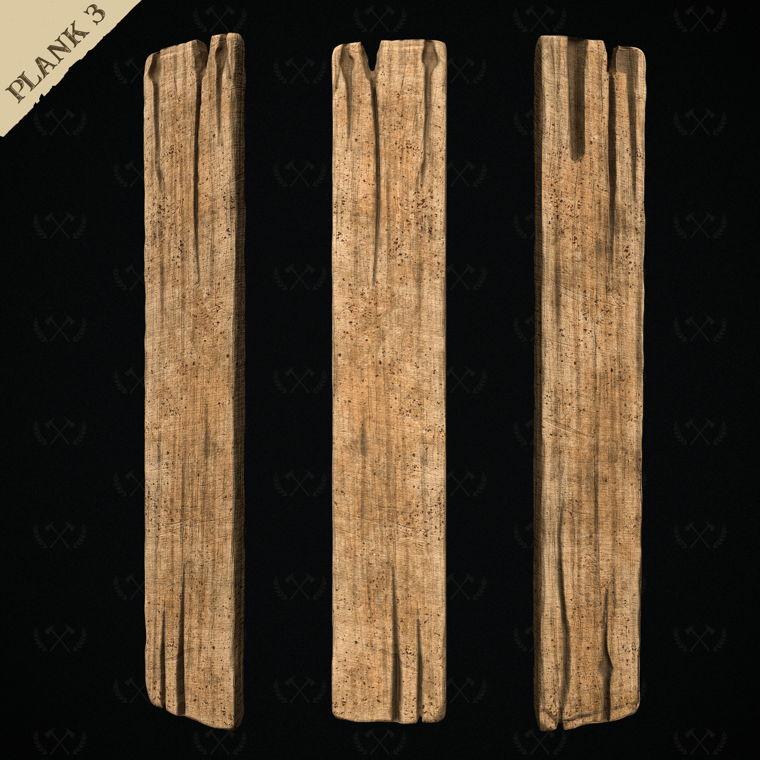 3X Wooden Planks - Diorama and Miniature Models - Lumberjack 3D print model_14