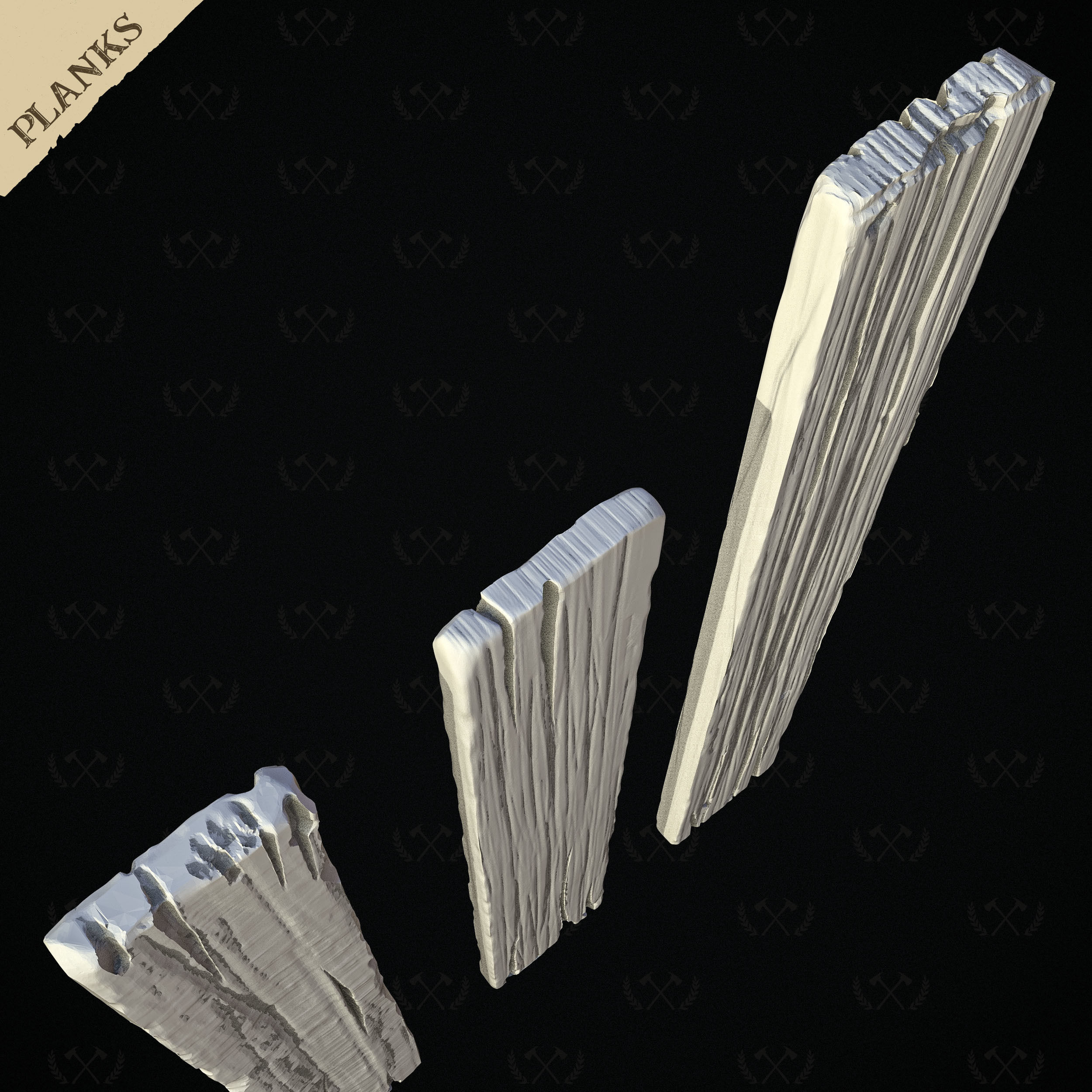 3X Wooden Planks - Diorama and Miniature Models - Lumberjack 3D print model_25