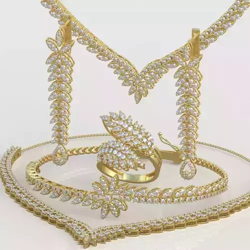 Ring Bracelet Earring and Pendant Set 3D printable model 0032