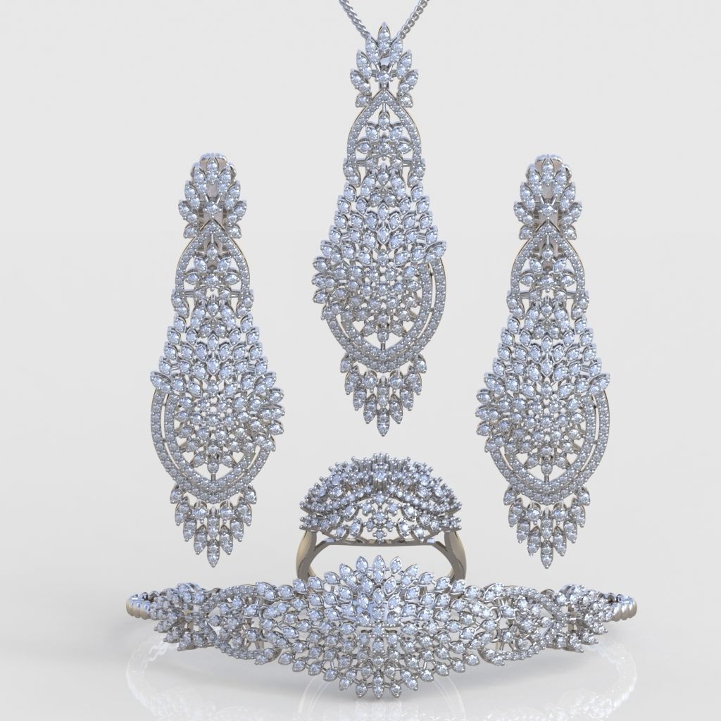 Ring Bracelet Earring and Pendant Set 3D printable model 0033 3D Model Collection_4