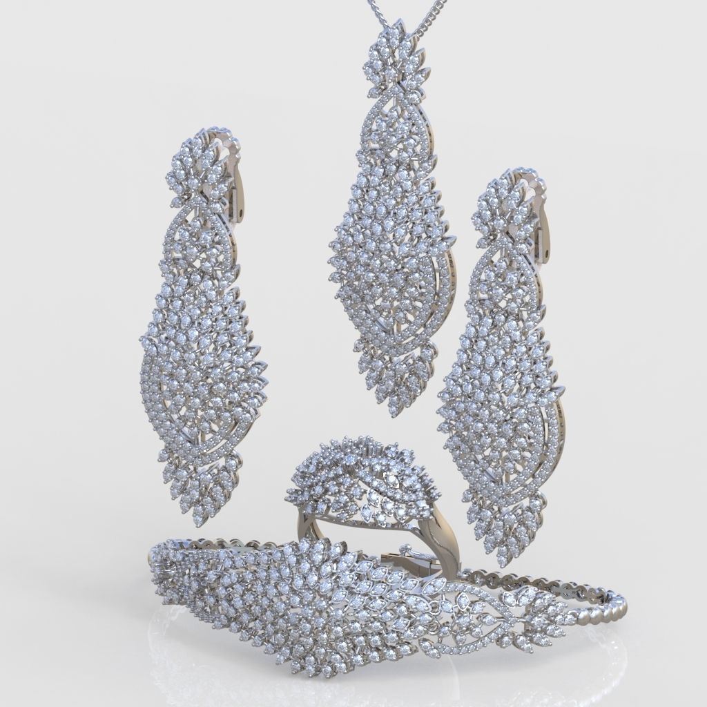 Ring Bracelet Earring and Pendant Set 3D printable model 0033 3D Model Collection_3