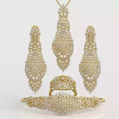 Ring Bracelet Earring and Pendant Set 3D printable model 0033 3D Model Collection