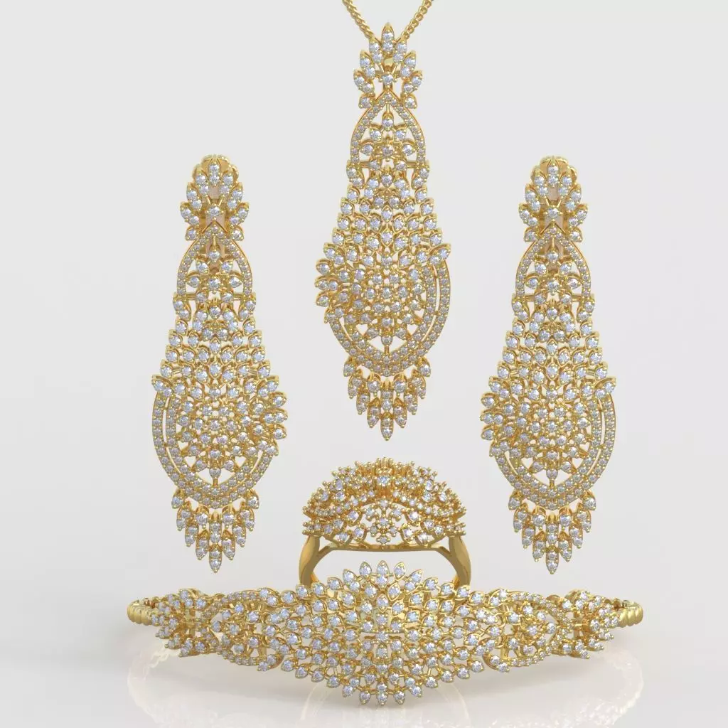 Ring Bracelet Earring and Pendant Set 3D printable model 0033 3D Model Collection_0