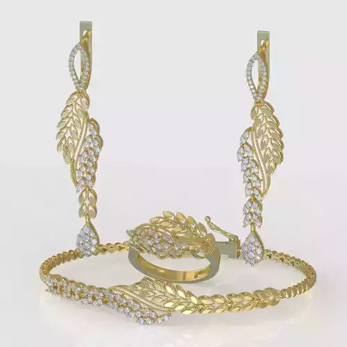 Ring Bracelet Earring and Pendant Set 3D printable model 0034
