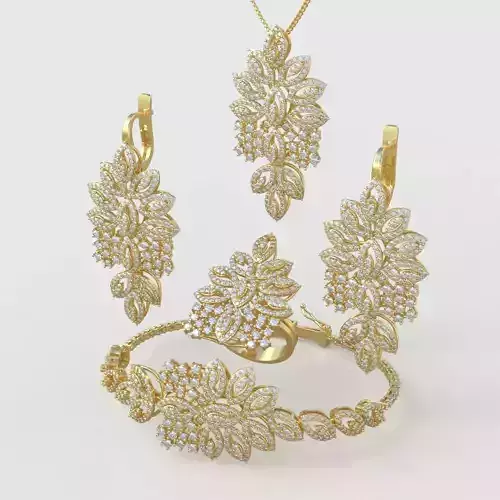 Ring Bracelet Earring and Pendant Set 3D printable model 0035