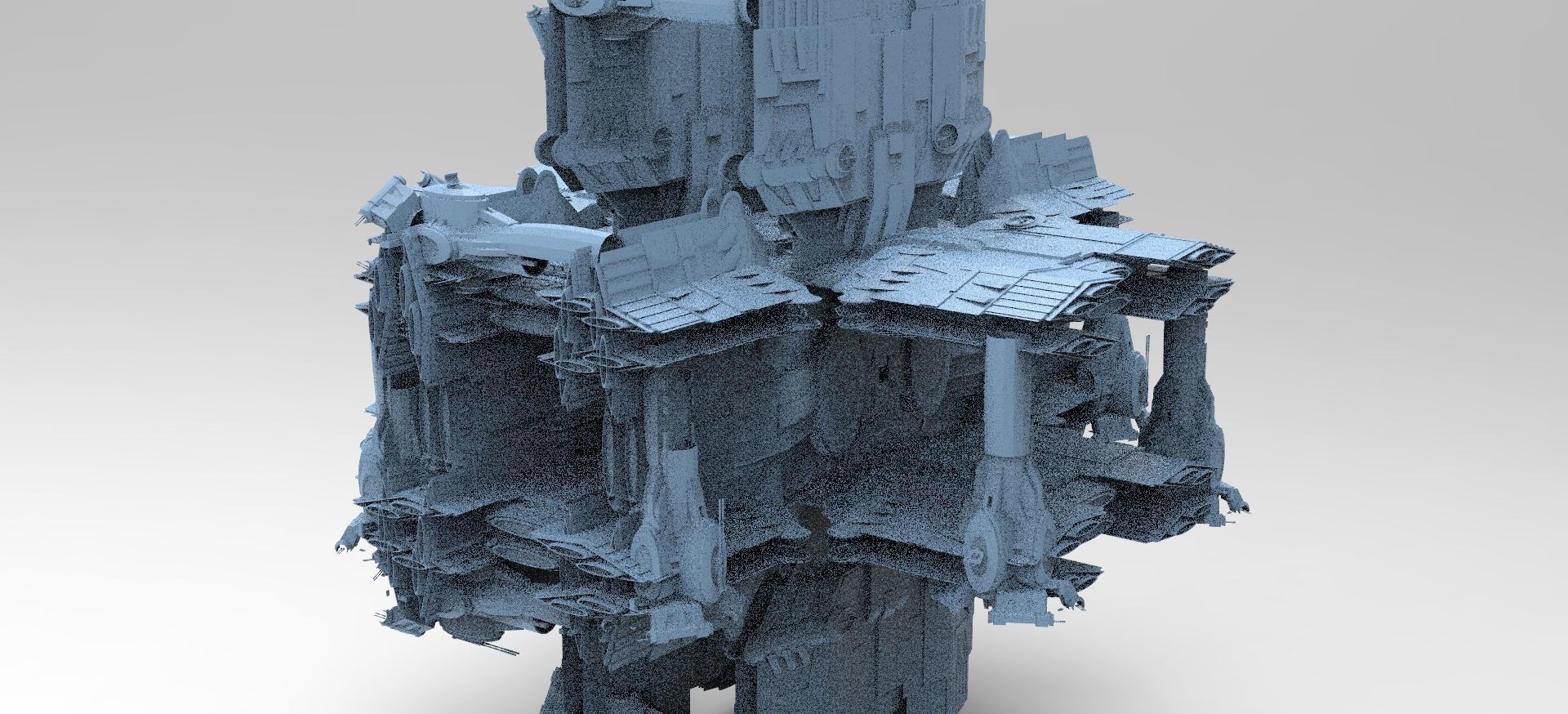 Dark Elven Sci-Fi Dome cube tower  3D model_1