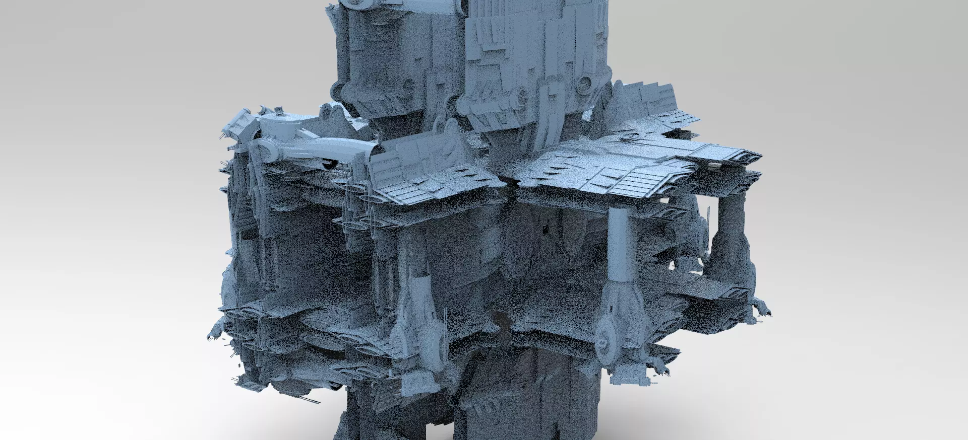 Dark Elven Sci-Fi Dome cube tower  3D model_0