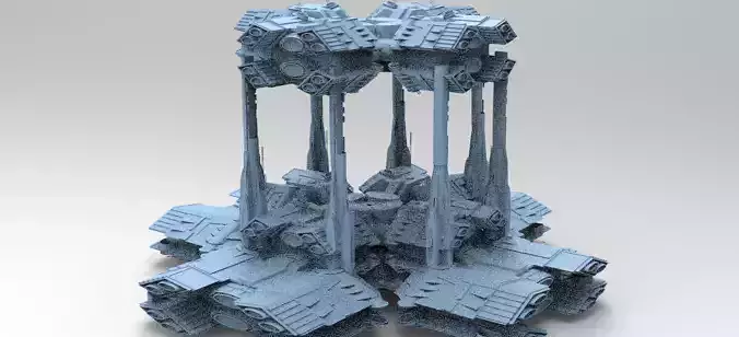 Dark Elven Sci-Fi Dome base 1 3D model
