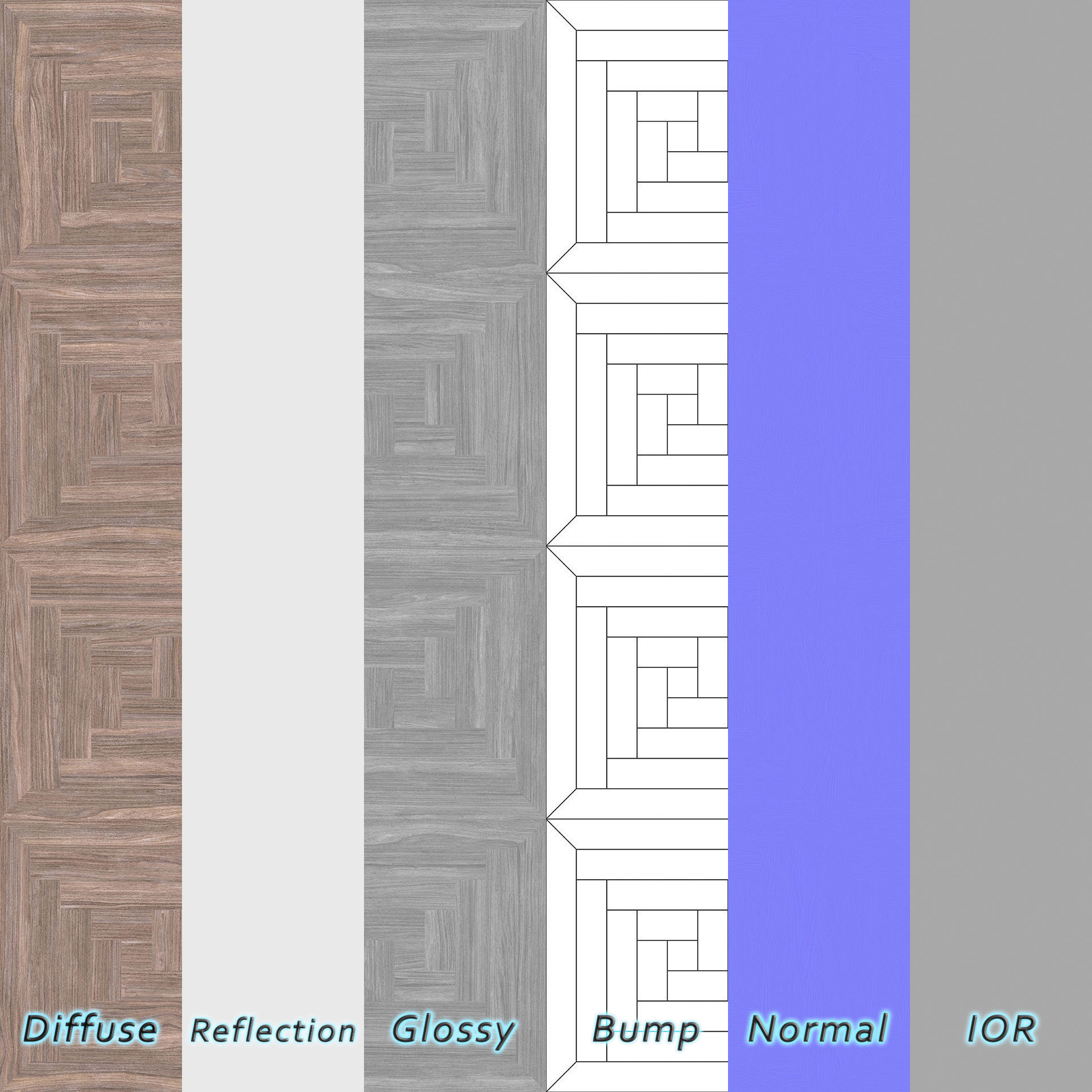 Parquet - Laminate - Wooden floor 4 in 1 3D model_7