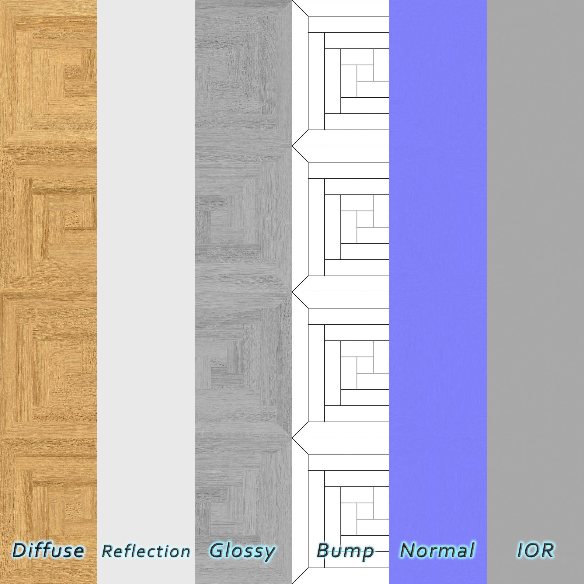 Parquet - Laminate - Wooden floor 4 in 1 3D model_8