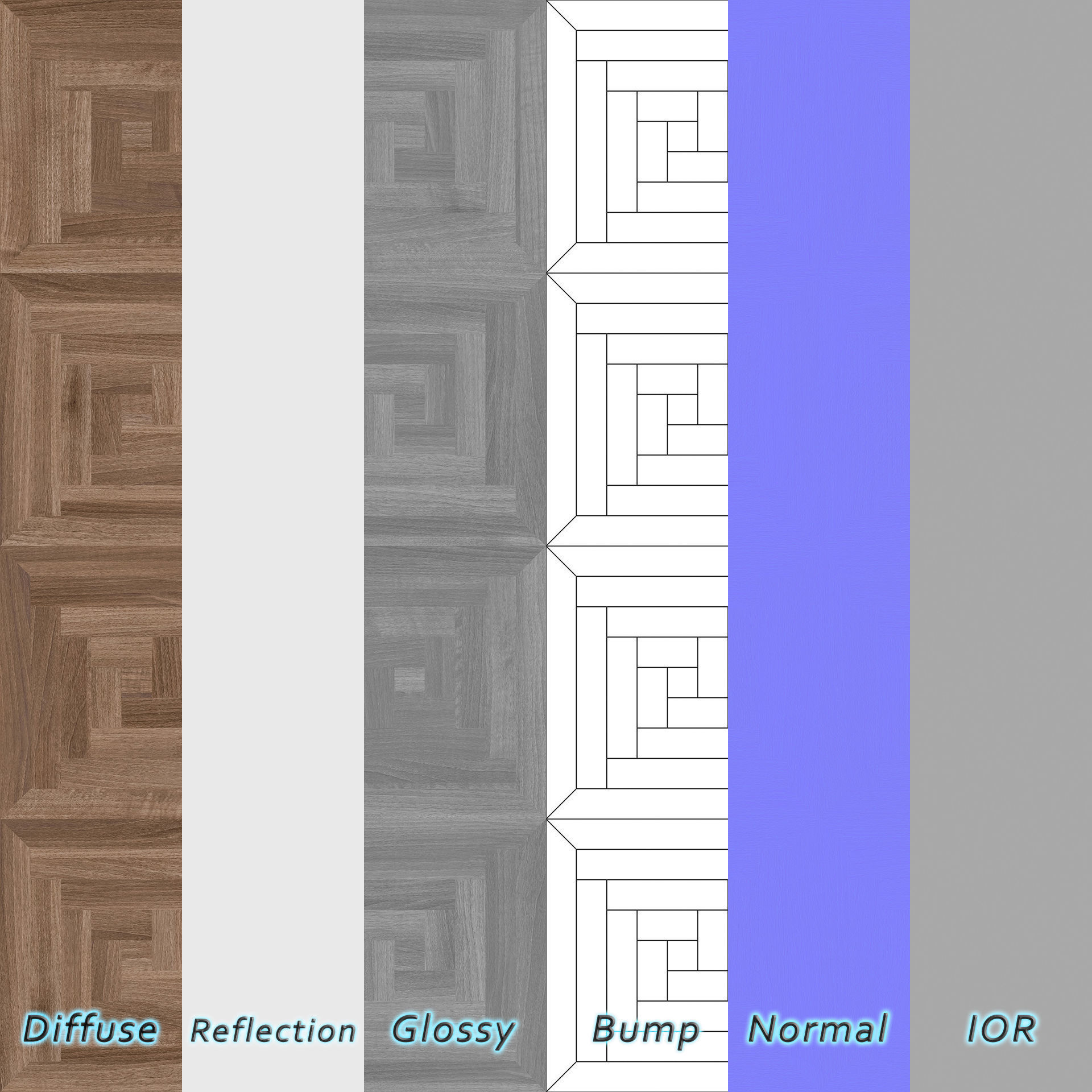 Parquet - Laminate - Wooden floor 4 in 1 3D model_6