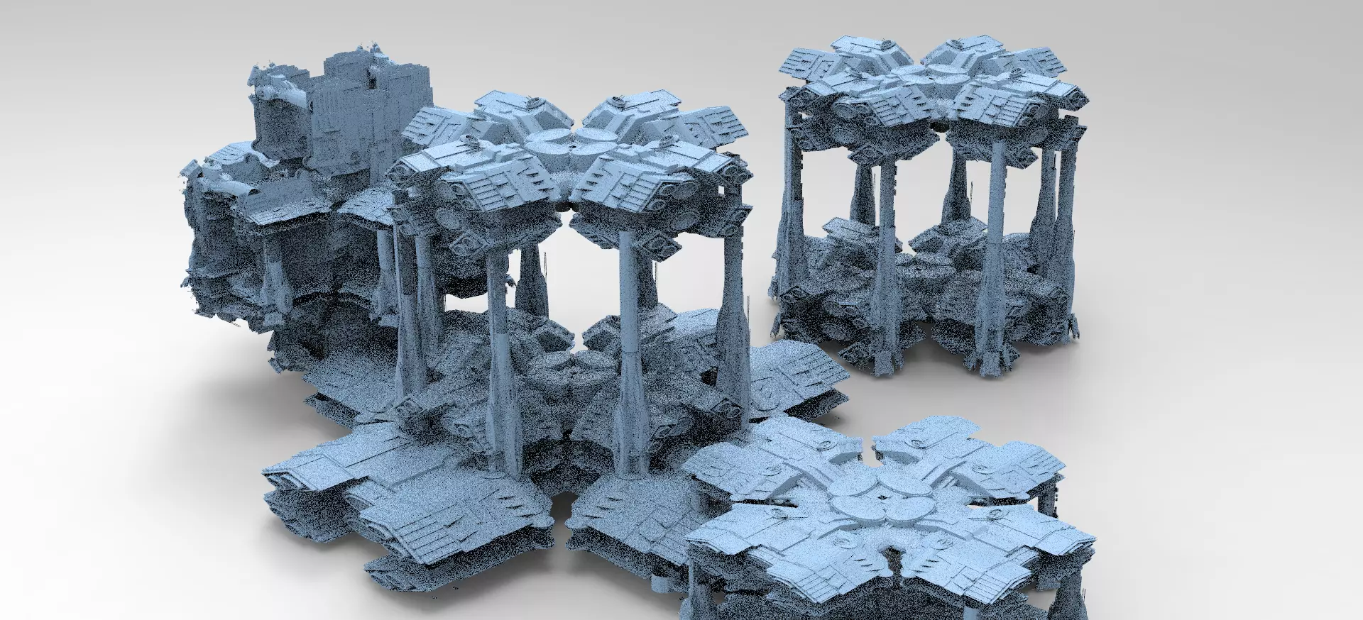 Dark Elven Sci-Fi Dome base 4 designs  3D model_0