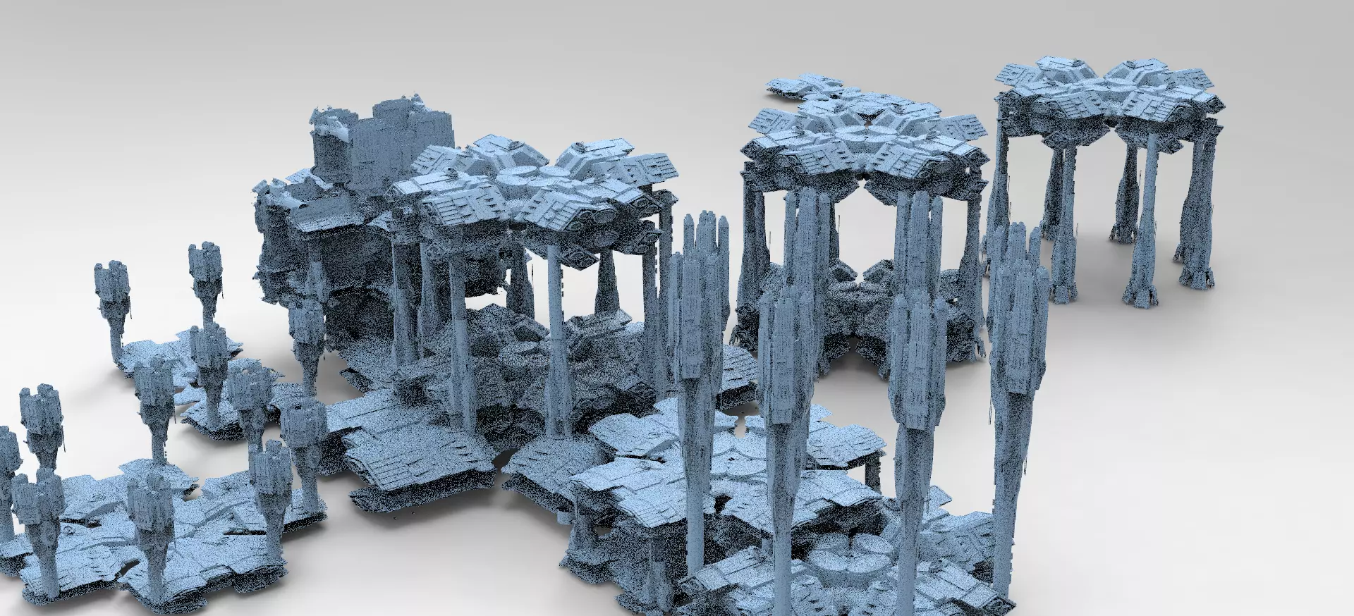 Dark Elven Sci-Fi Dome base 7 models  3D model_0