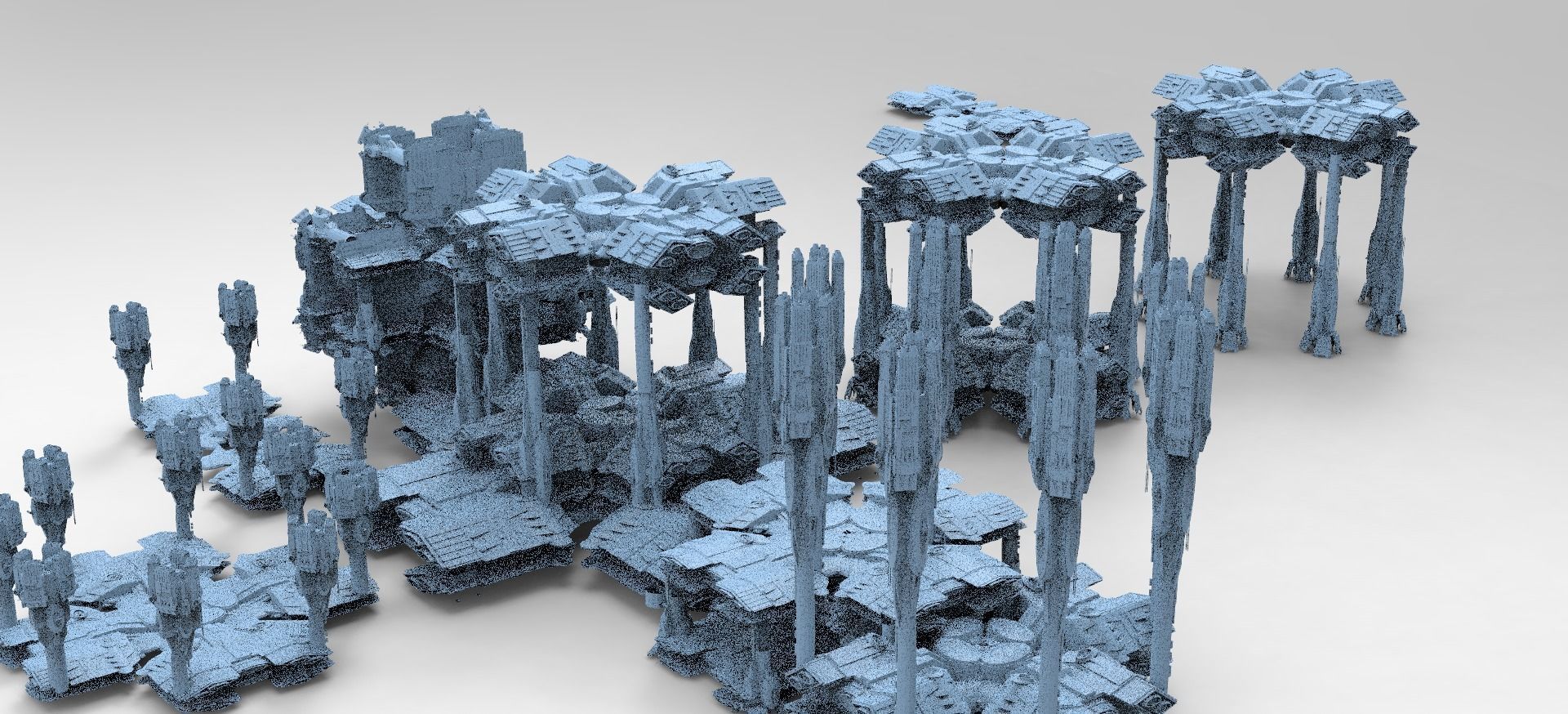 Dark Elven Sci-Fi Dome base 7 models  3D model_1