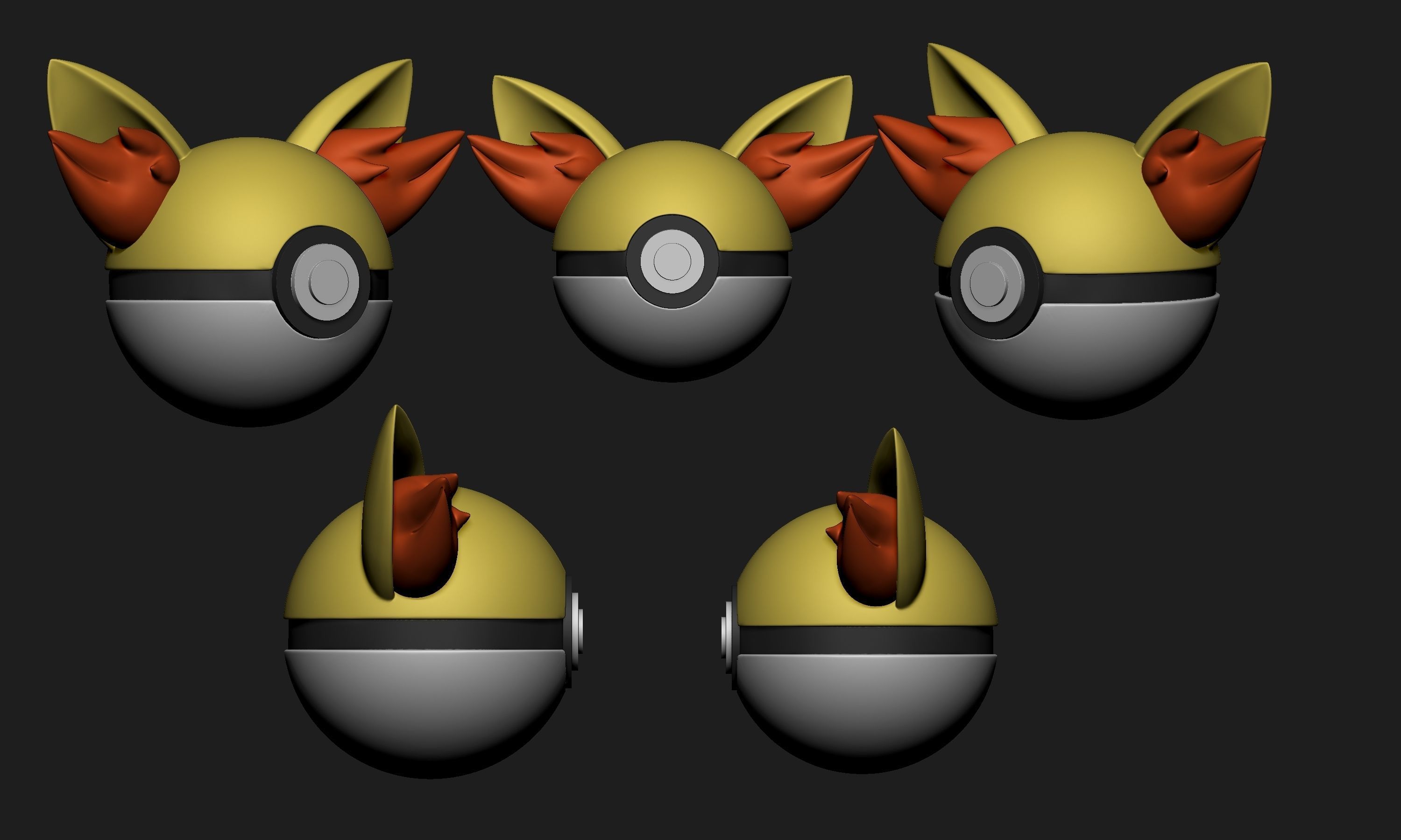 Pokemon Fennekin Pokeball 3D print model_2