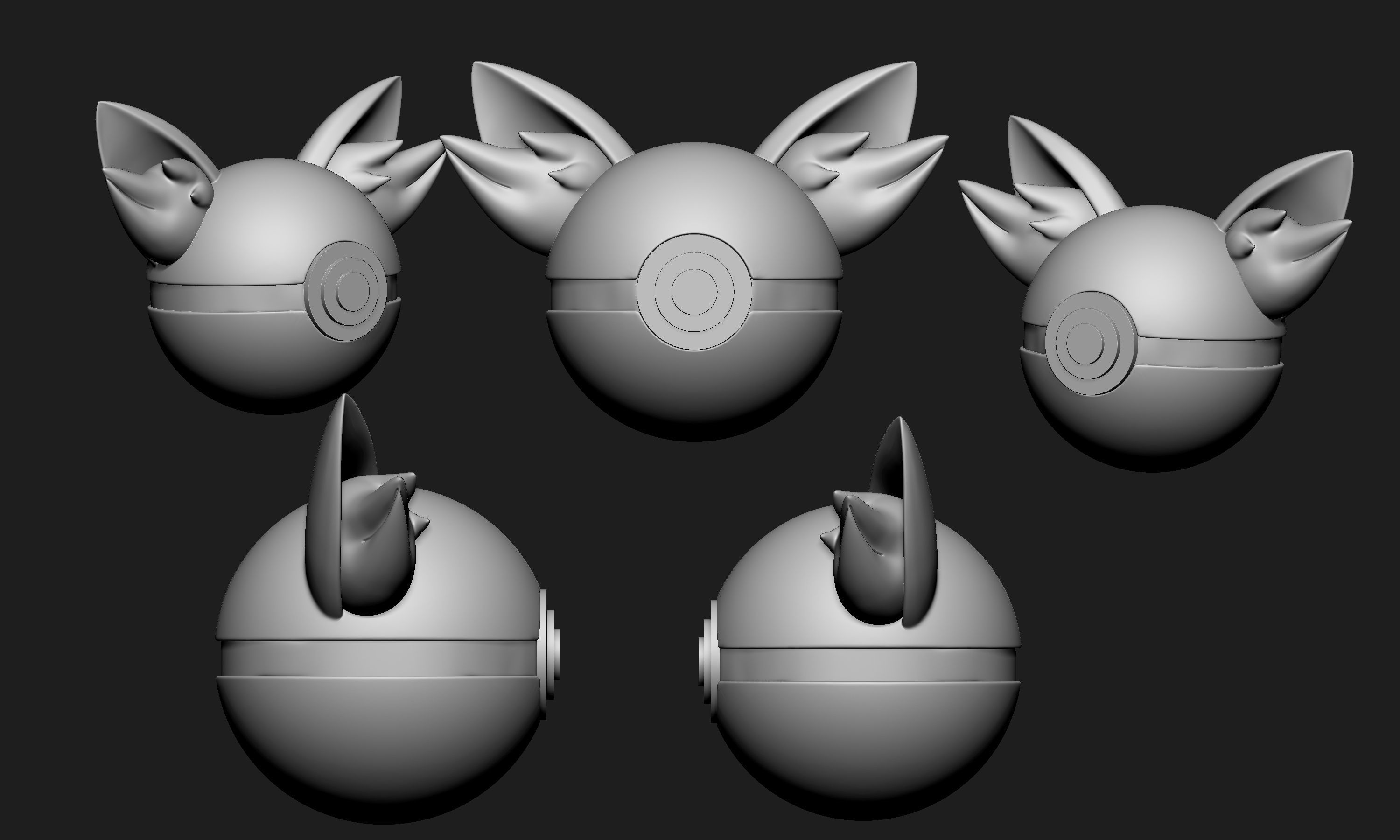 Pokemon Fennekin Pokeball 3D print model_3