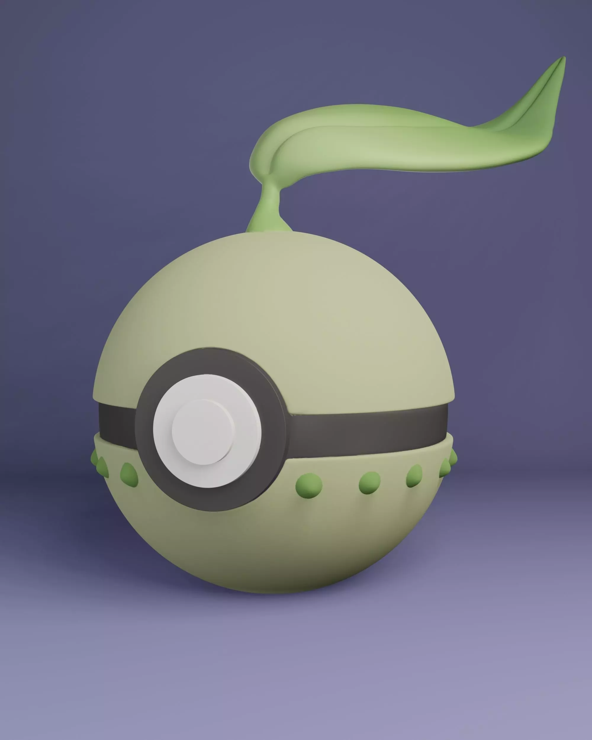 Pokemon Chikorita Pokeball  3D print model_0