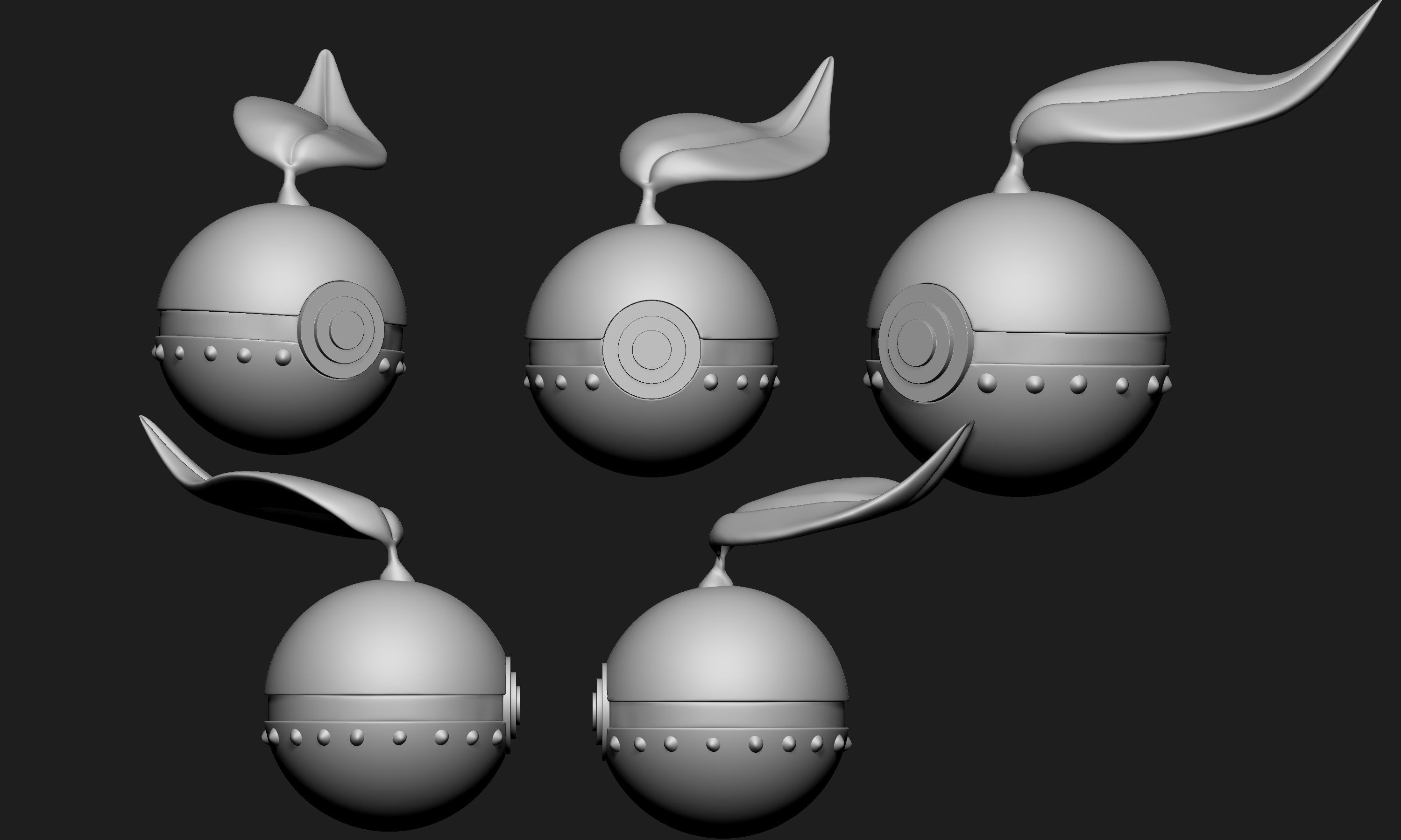 Pokemon Chikorita Pokeball  3D print model_3