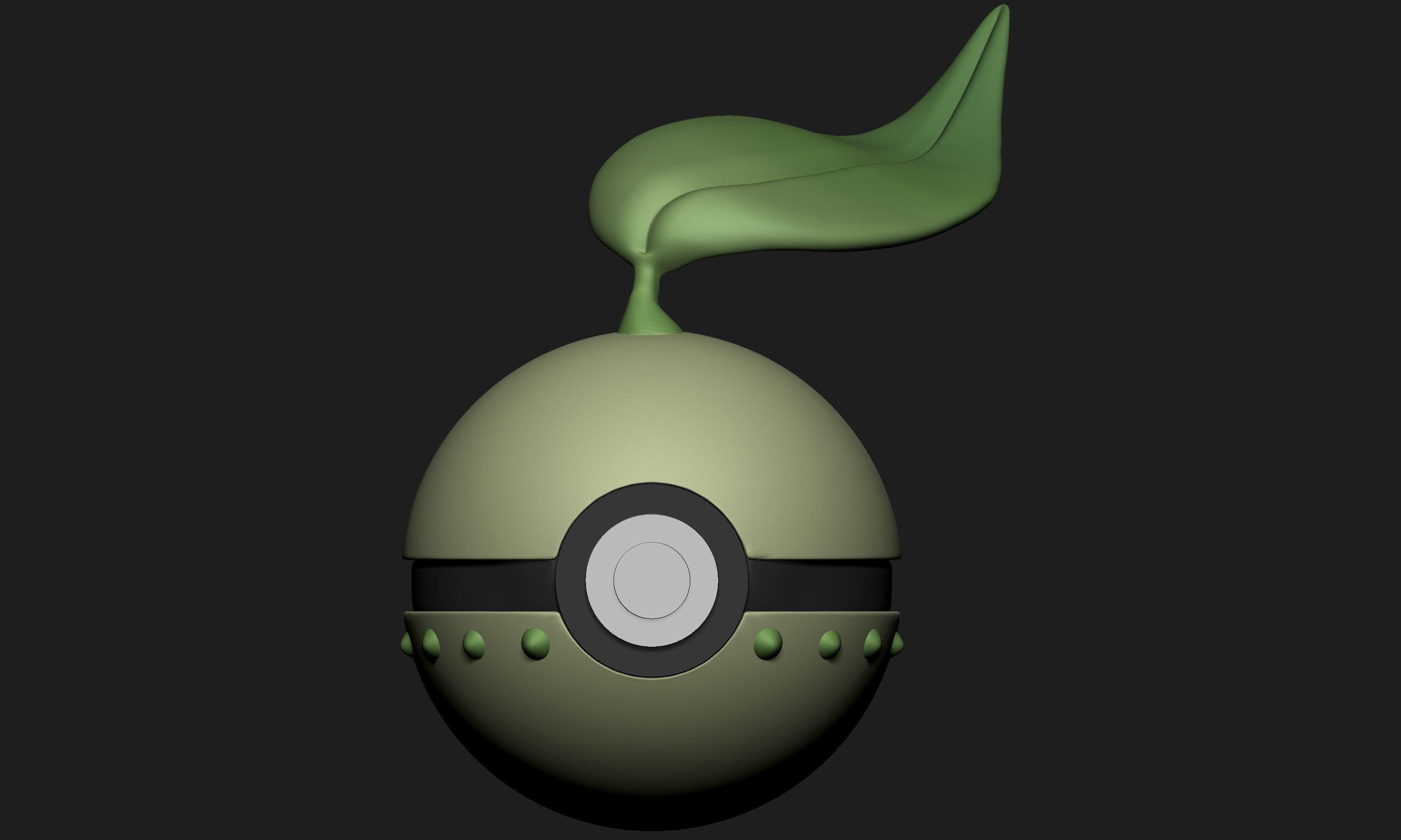 Pokemon Chikorita Pokeball  3D print model_1