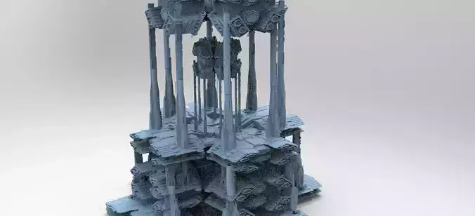 Dark Elven Sci-Fi Dome Arch Tower 4 3D model
