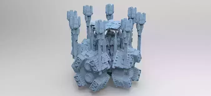 Dark Elven Sci-Fi Dome Arch Tower City base 1  3D model