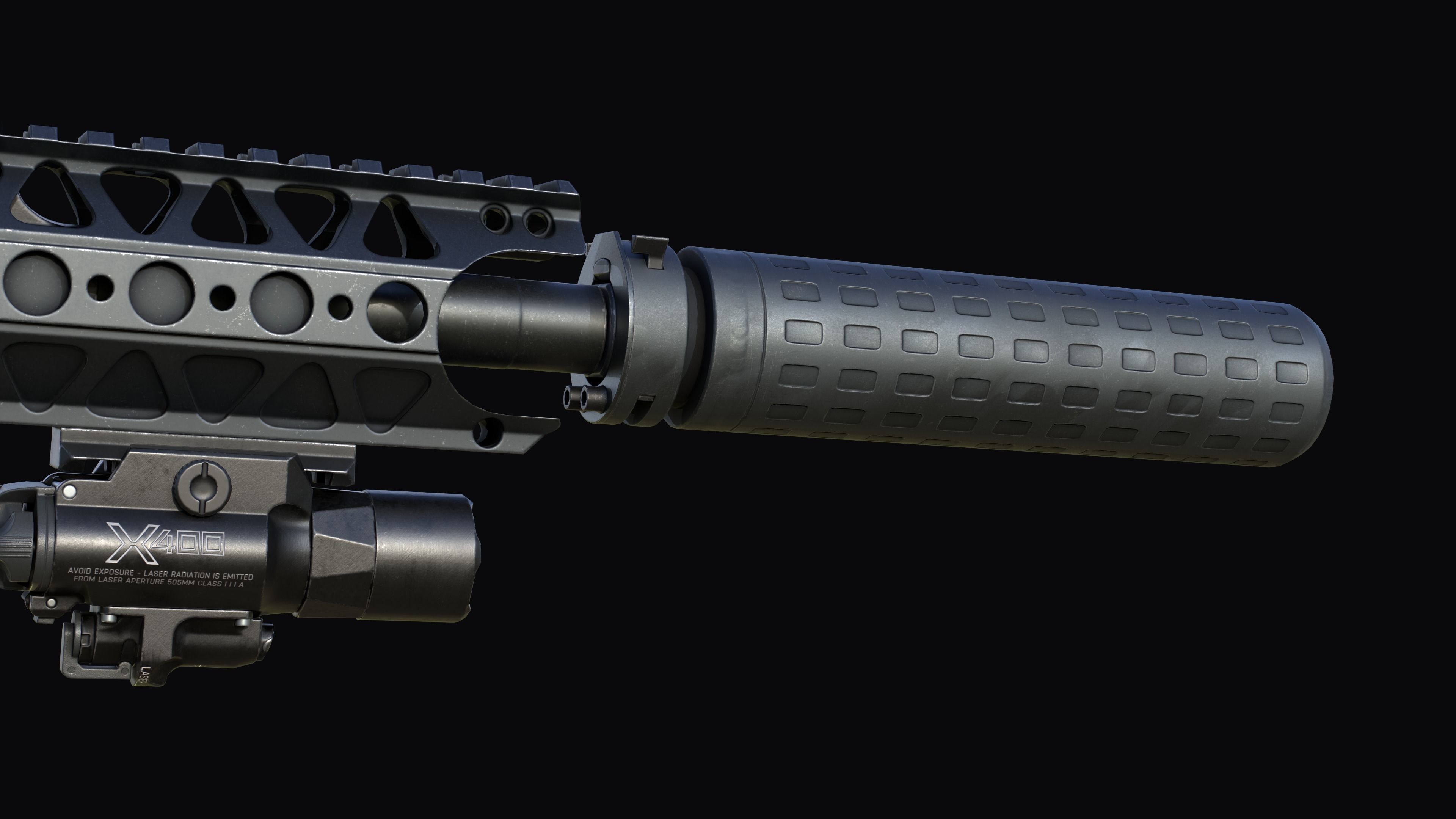 Tactical modular assault rifle Colt M4A1 Custom Low-poly 3D model_26