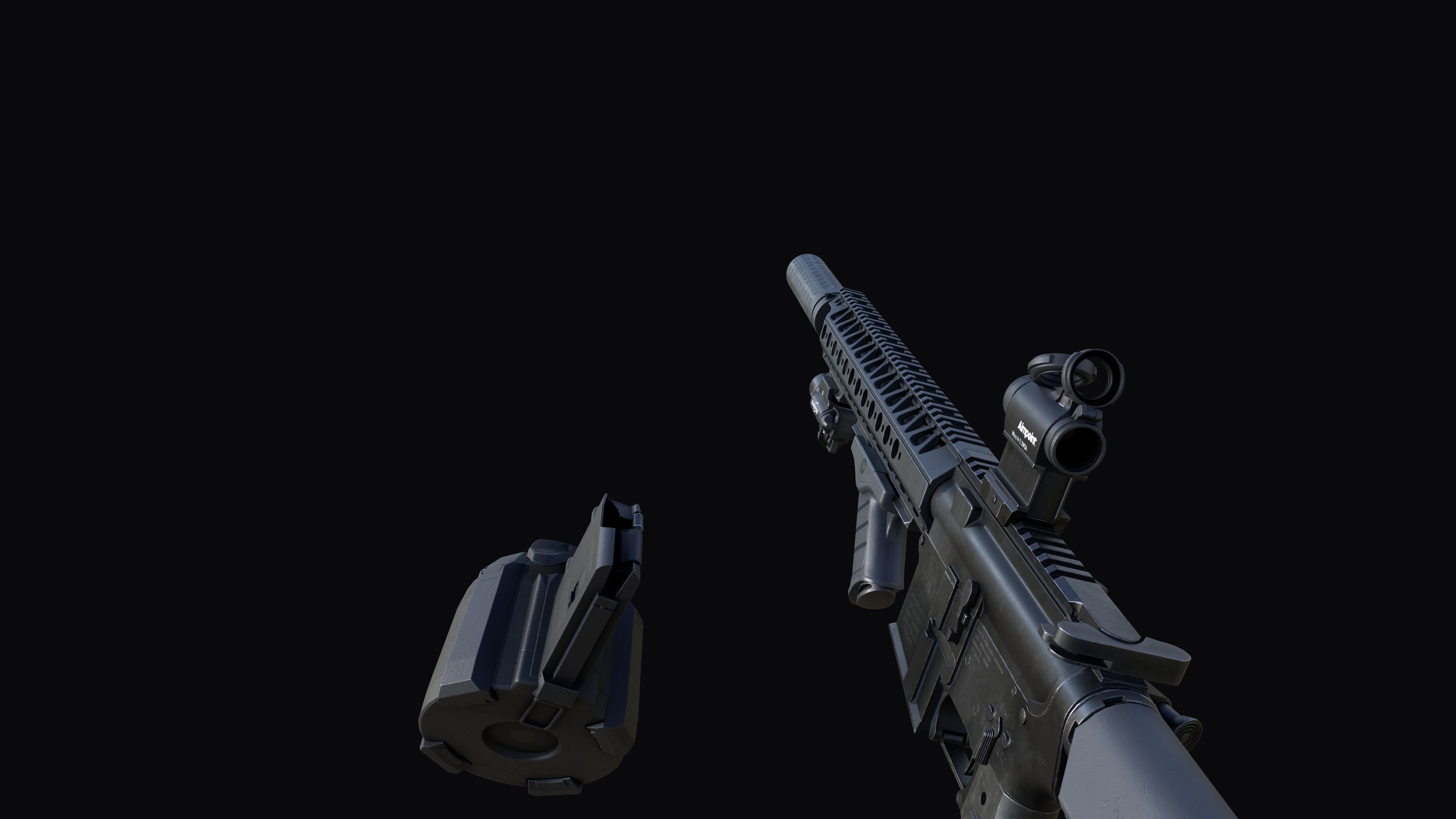 Tactical modular assault rifle Colt M4A1 Custom Low-poly 3D model_32