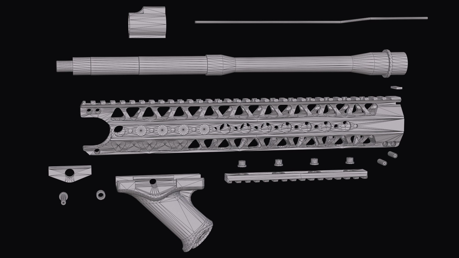 Tactical modular assault rifle Colt M4A1 Custom Low-poly 3D model_43