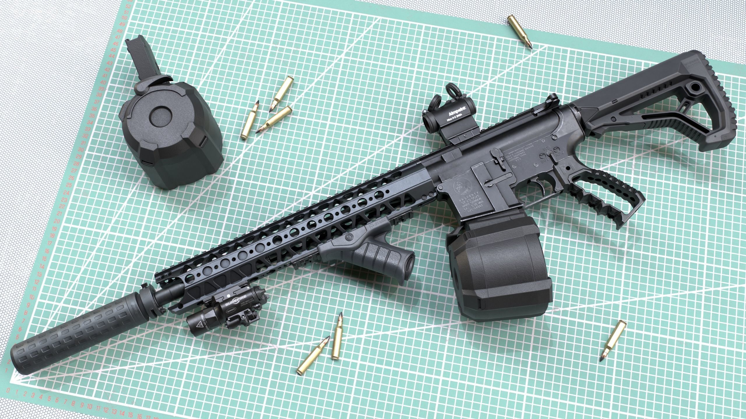 Tactical modular assault rifle Colt M4A1 Custom Low-poly 3D model_7