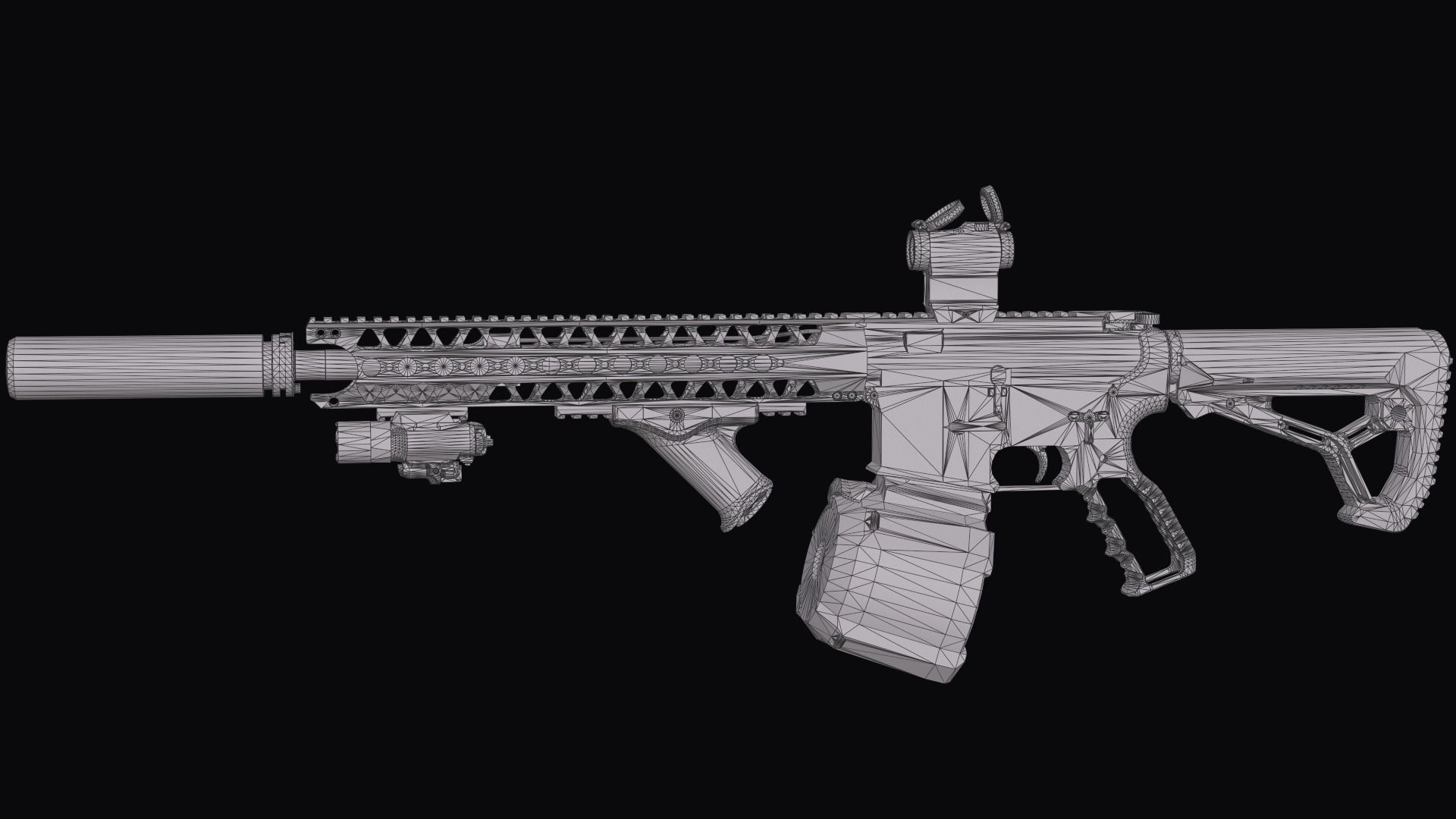 Tactical modular assault rifle Colt M4A1 Custom Low-poly 3D model_40