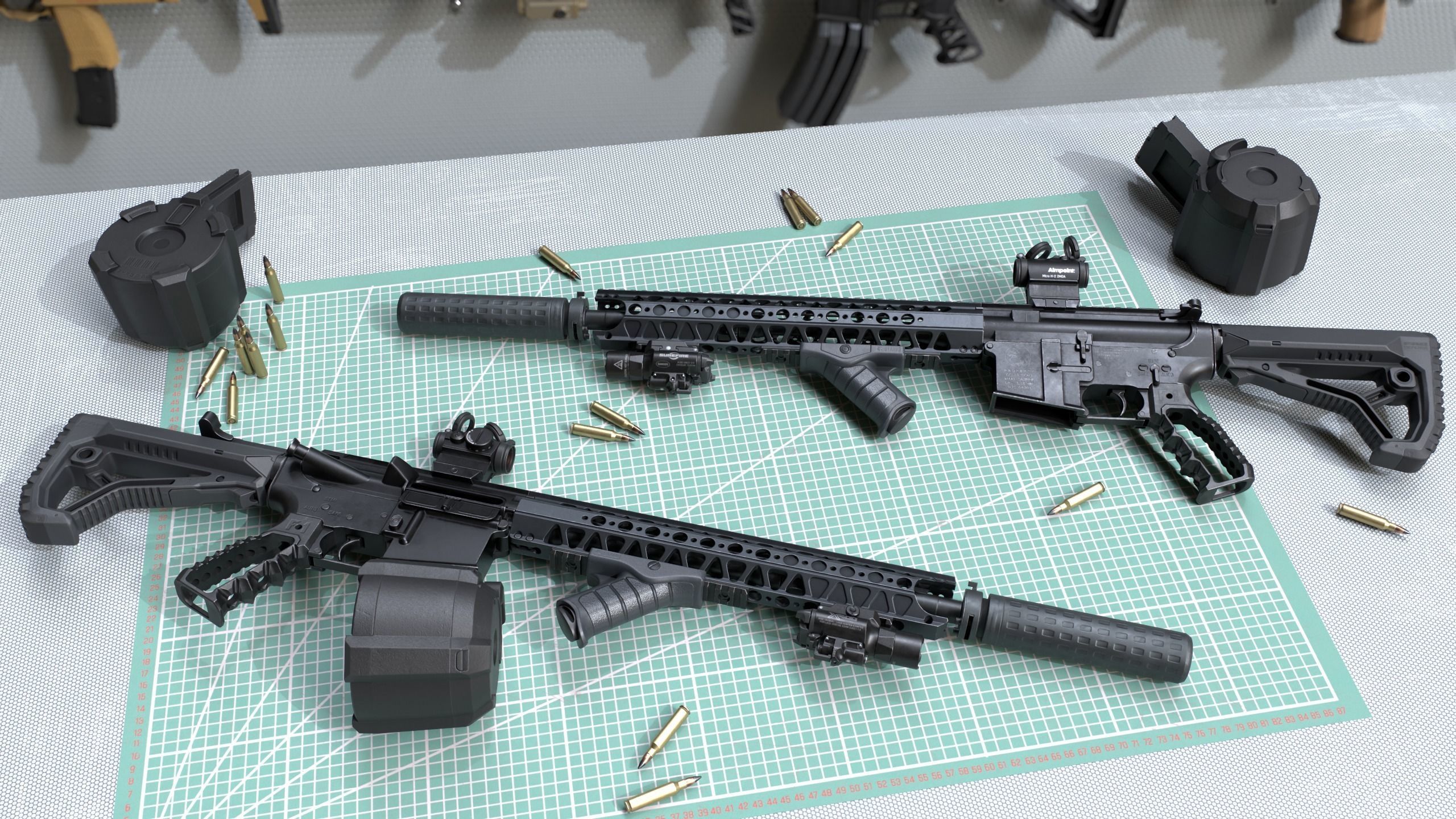 Tactical modular assault rifle Colt M4A1 Custom Low-poly 3D model_6