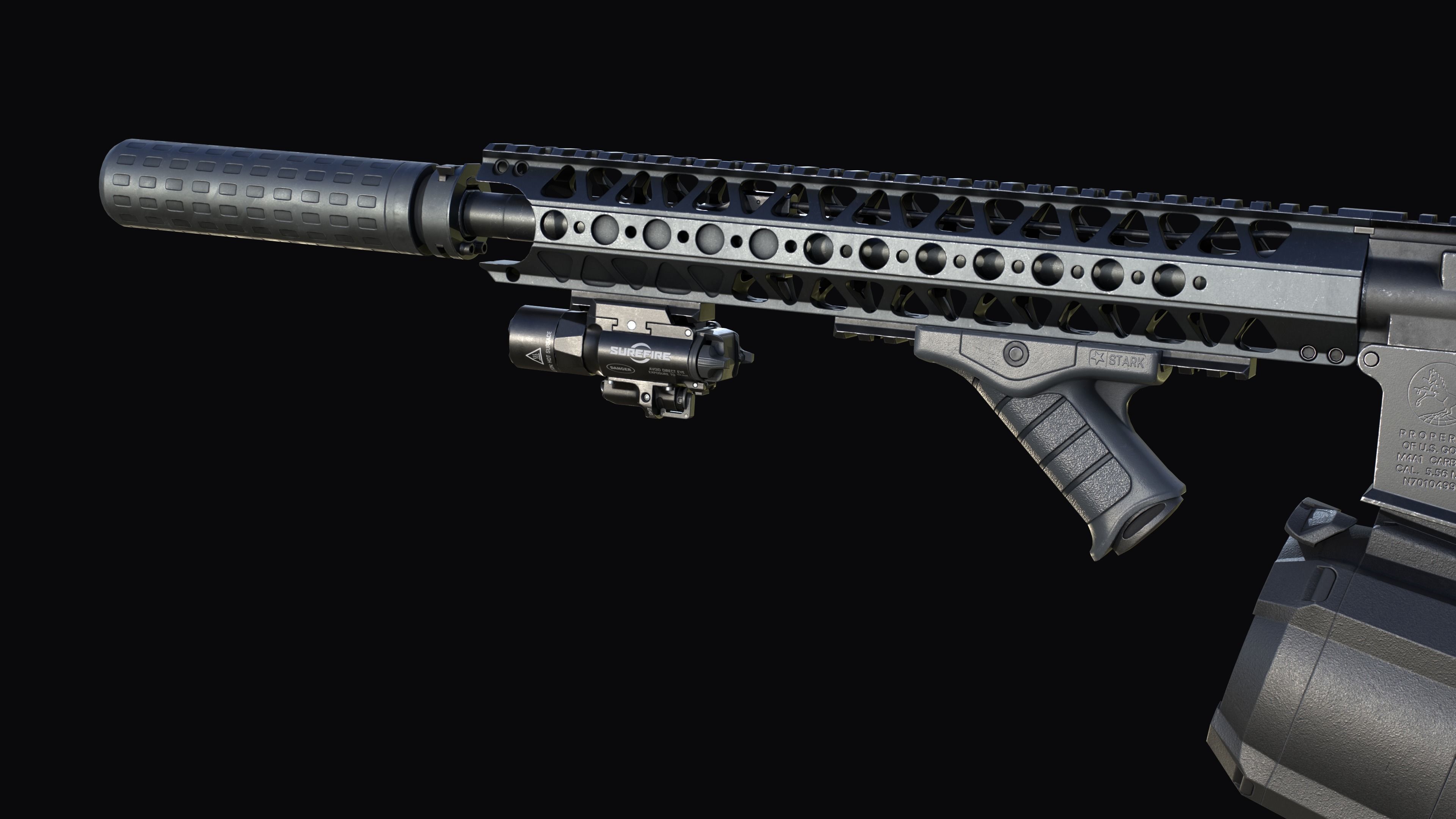 Tactical modular assault rifle Colt M4A1 Custom Low-poly 3D model_16