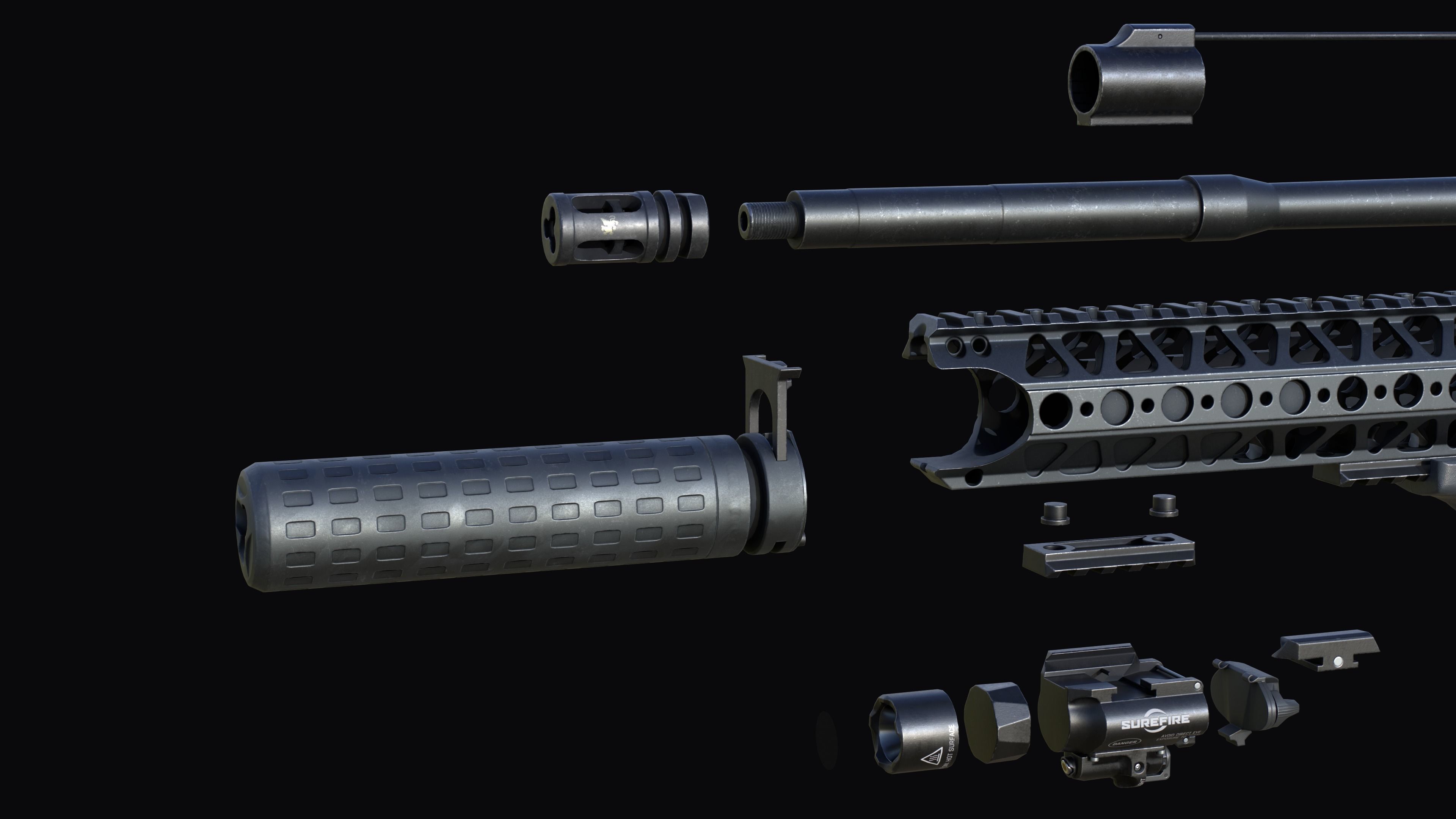 Tactical modular assault rifle Colt M4A1 Custom Low-poly 3D model_39