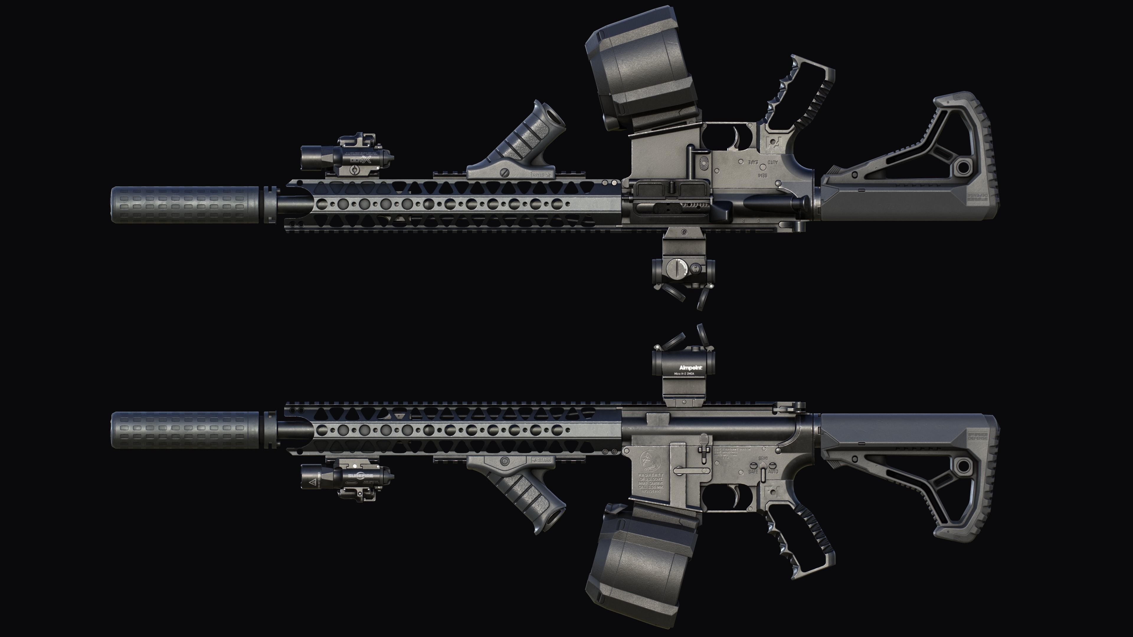Tactical modular assault rifle Colt M4A1 Custom Low-poly 3D model_34