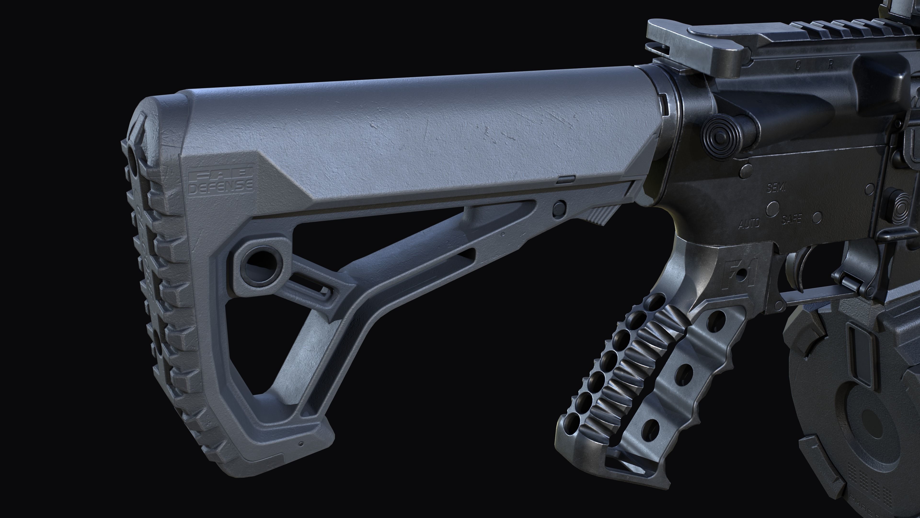 Tactical modular assault rifle Colt M4A1 Custom Low-poly 3D model_20