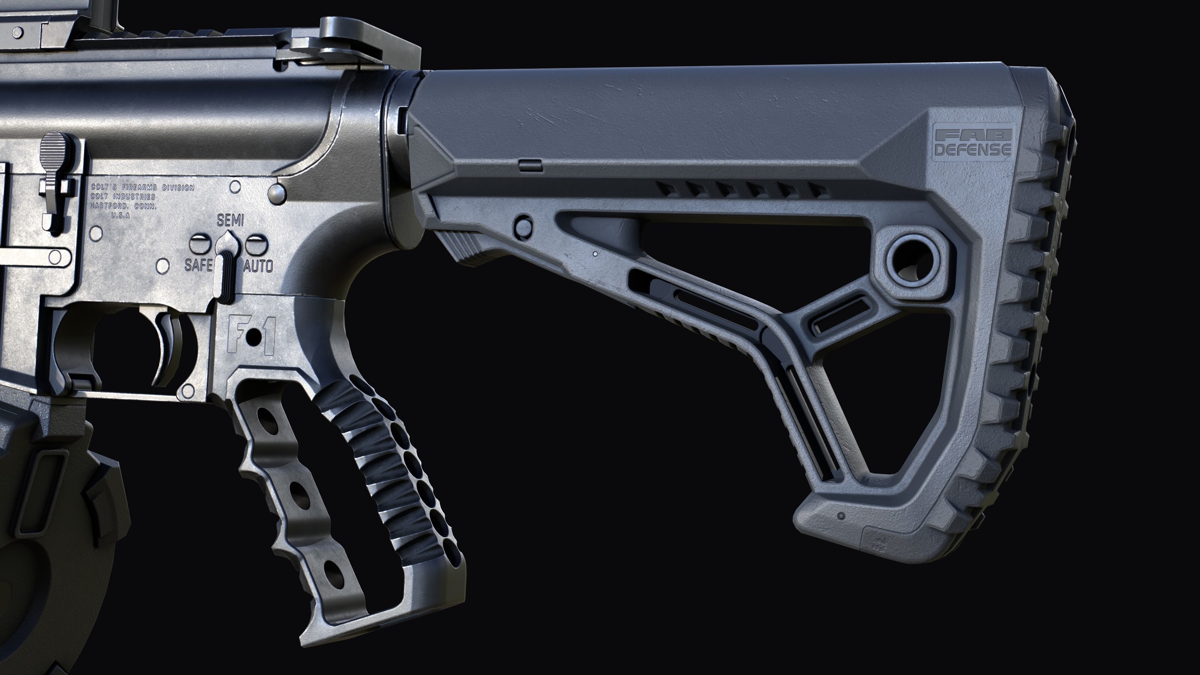 Tactical modular assault rifle Colt M4A1 Custom Low-poly 3D model_19