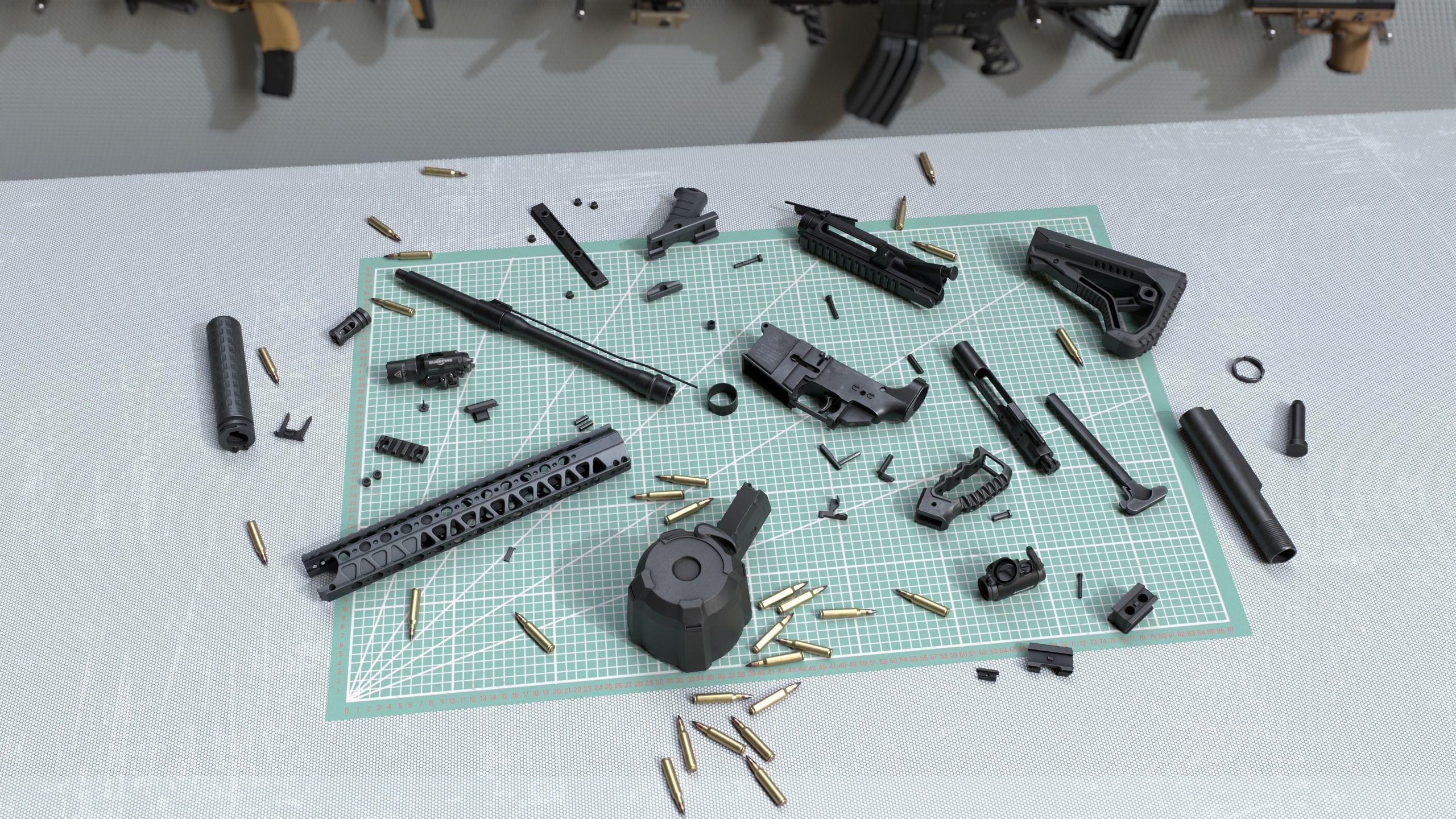 Tactical modular assault rifle Colt M4A1 Custom Low-poly 3D model_8