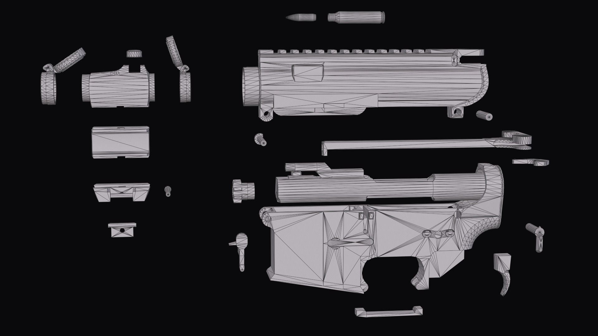 Tactical modular assault rifle Colt M4A1 Custom Low-poly 3D model_44
