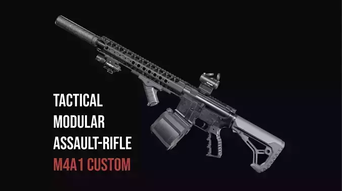 Tactical modular assault rifle Colt M4A1 Custom Low-poly 3D model