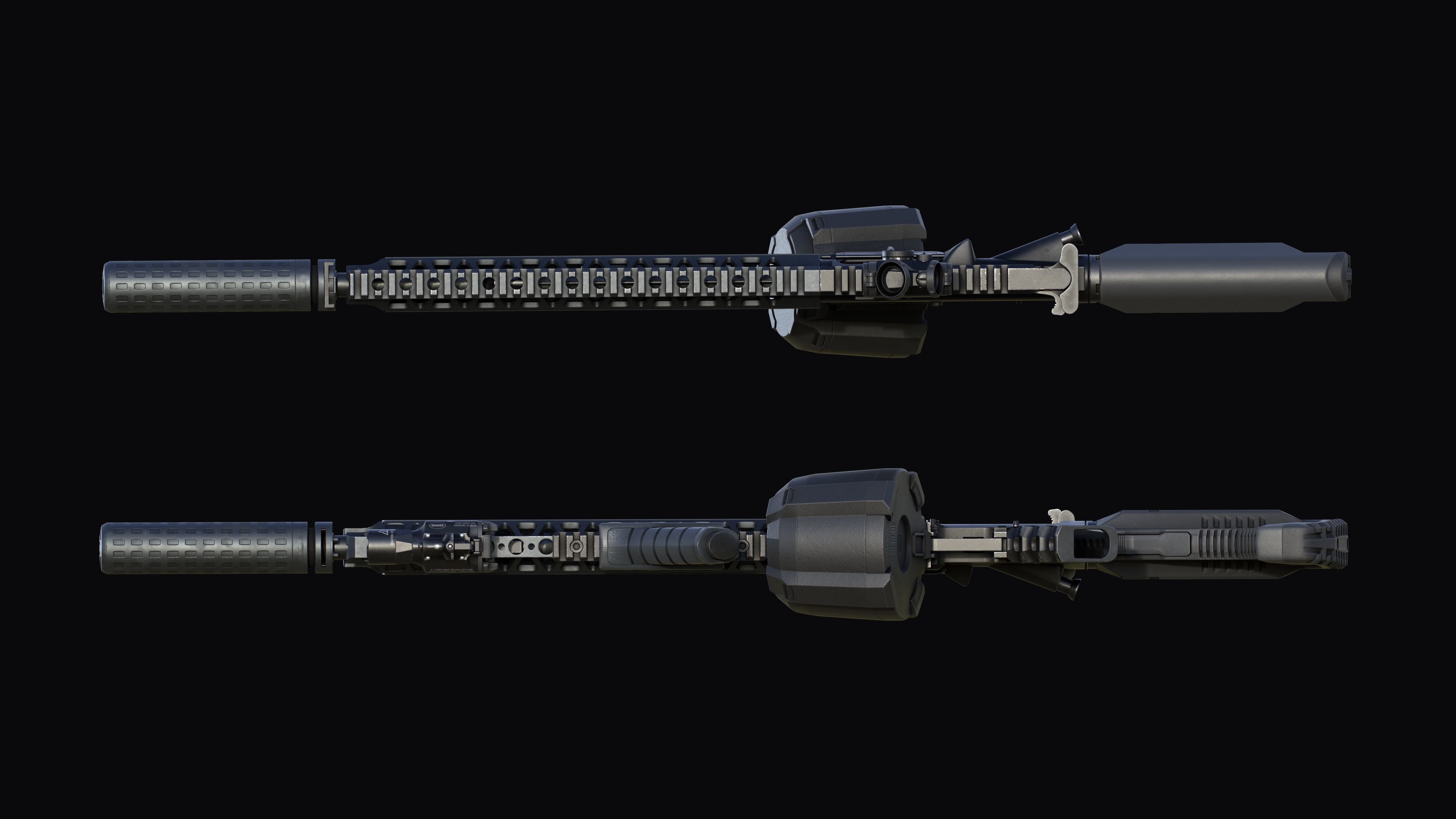 Tactical modular assault rifle Colt M4A1 Custom Low-poly 3D model_35