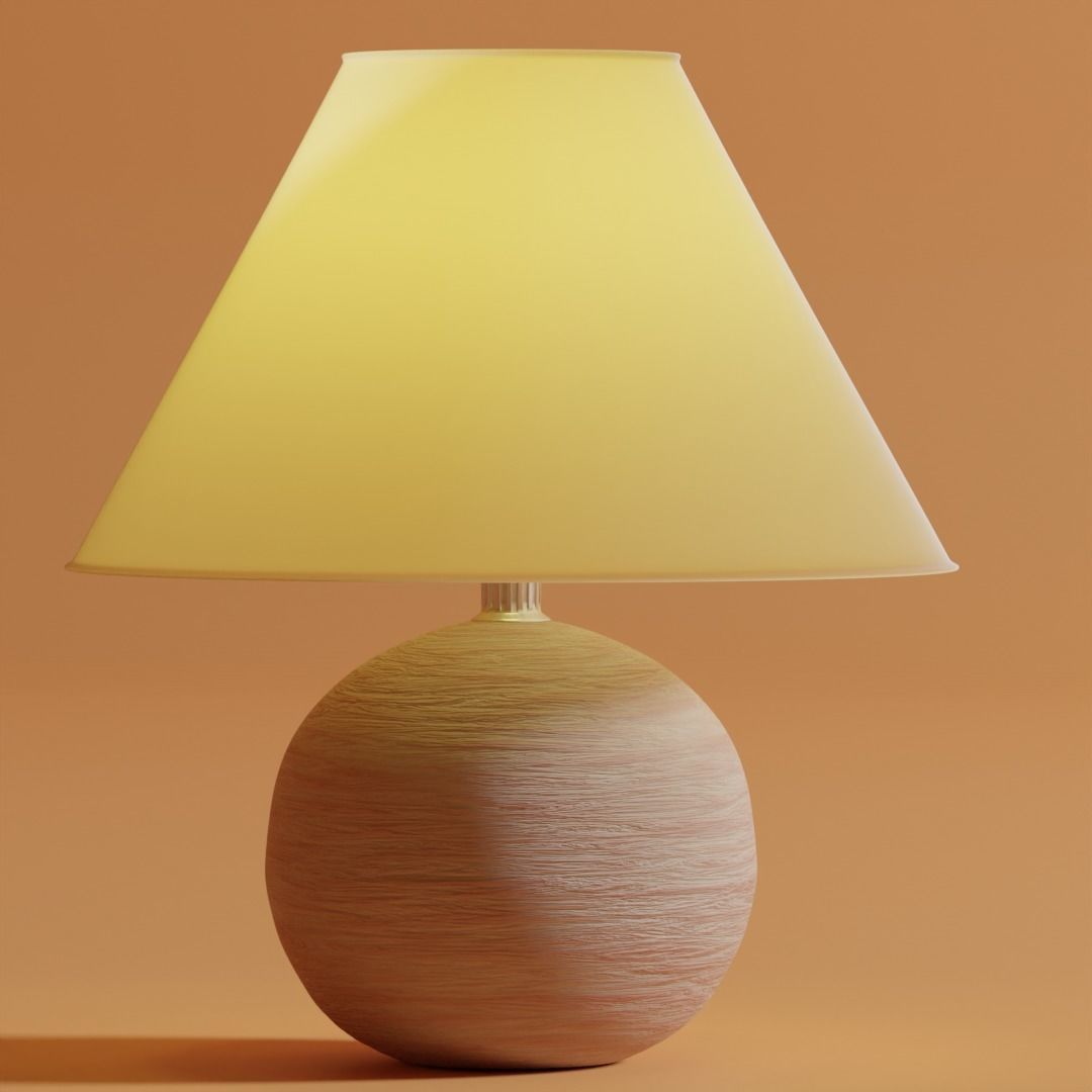 wood table lamp 3D model_3