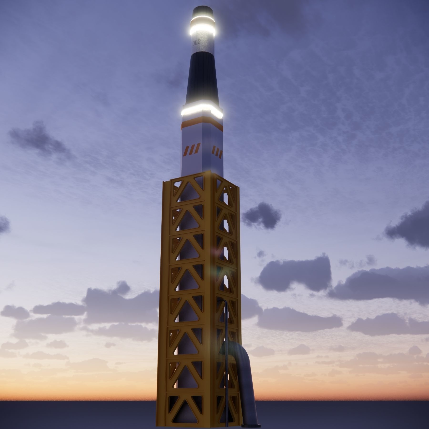 Sci-fi Industrial Chimney 002 3D model_2