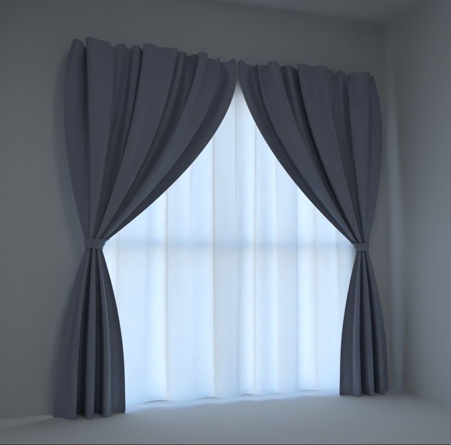 Curtains curtain Free 3D model_1