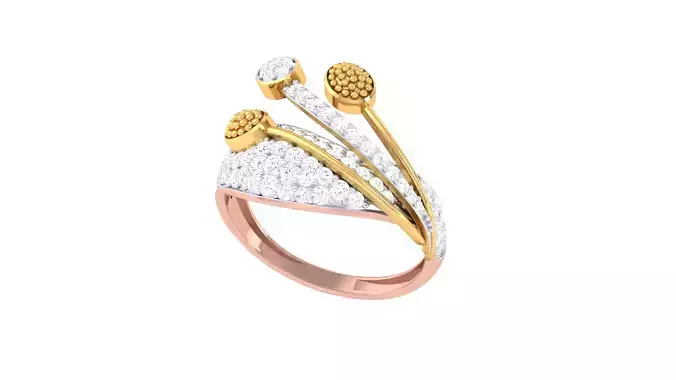 Women FLower Cocktail Rings 3dm STL OBJ FBX Renders Details