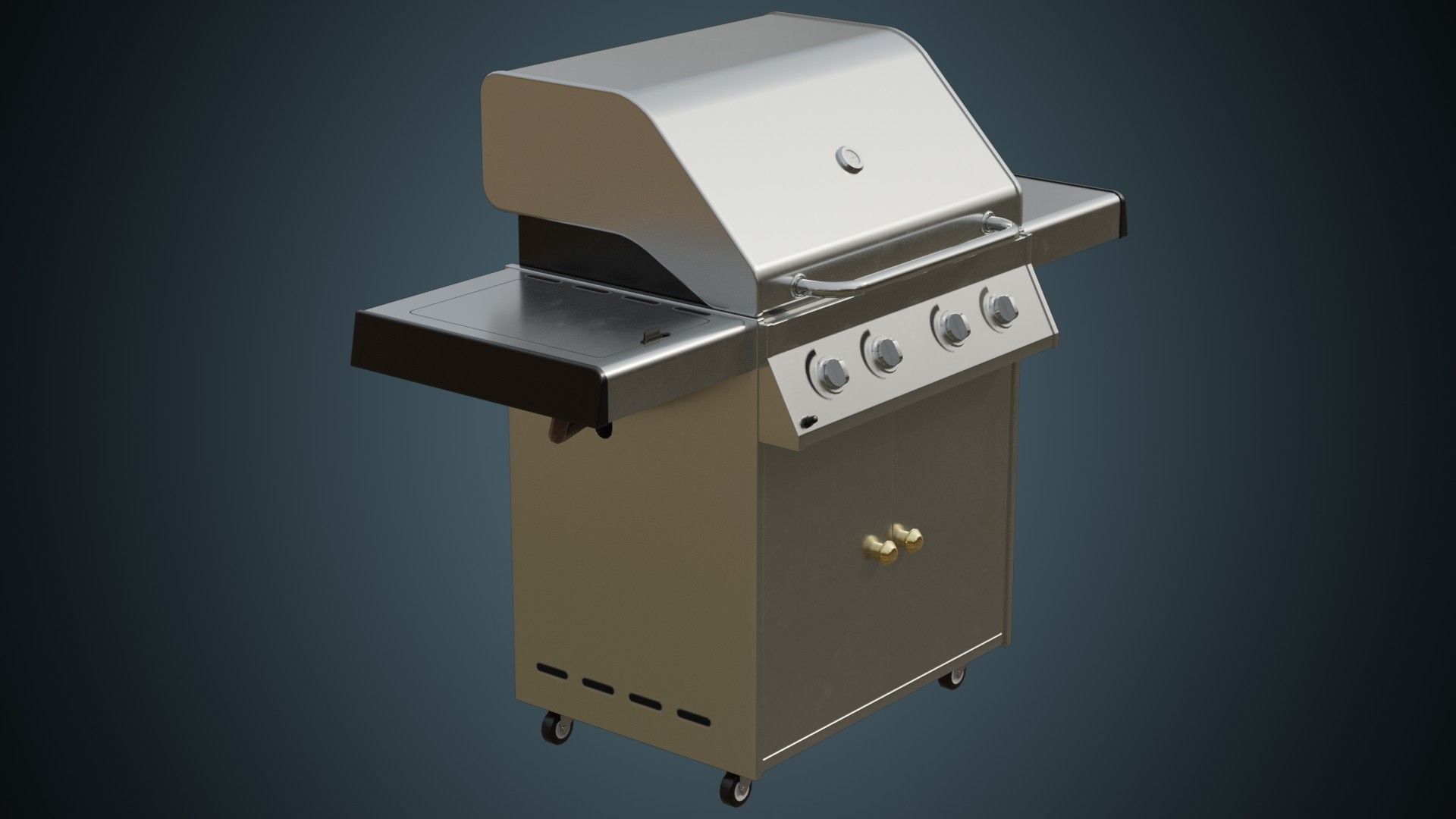 Gas Grill 1A Low-poly 3D model_1