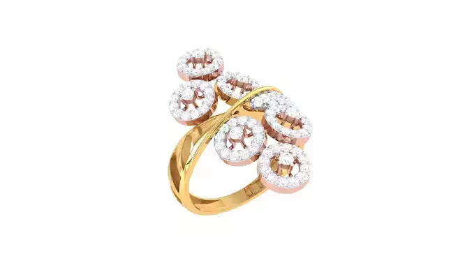 Women FLower Cocktail Rings 3dm STL OBJ FBX Renders Details