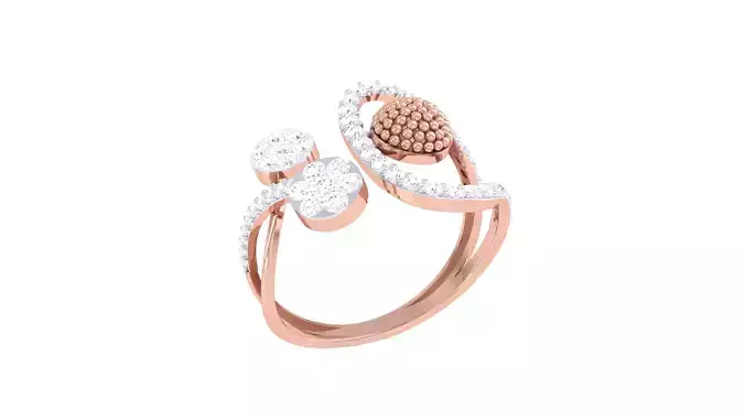 Open End FLower Cocktail Rings 3dm STL OBJ FBX Renders Details